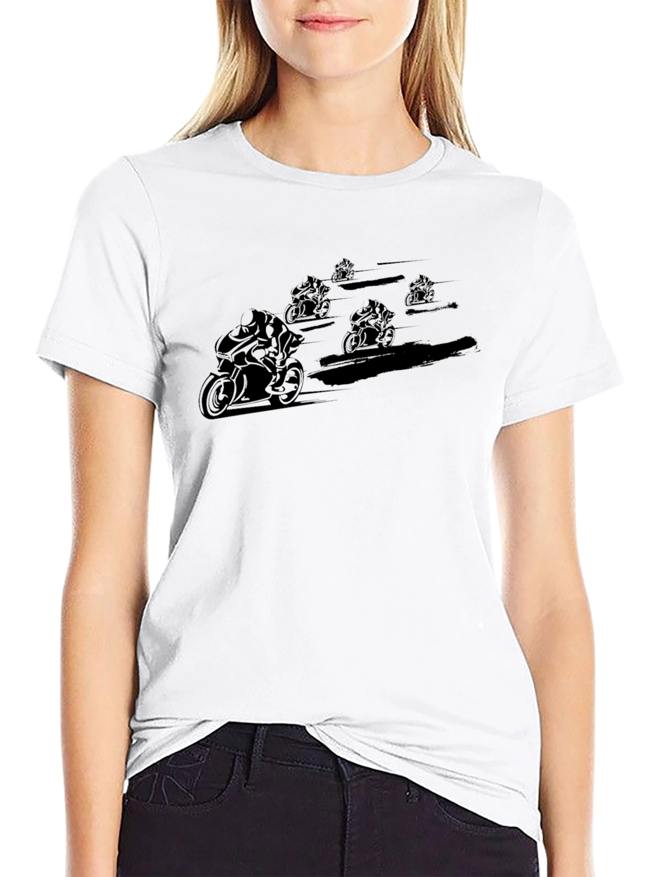 Black Motorcycle Racer Graphic T-Shirt