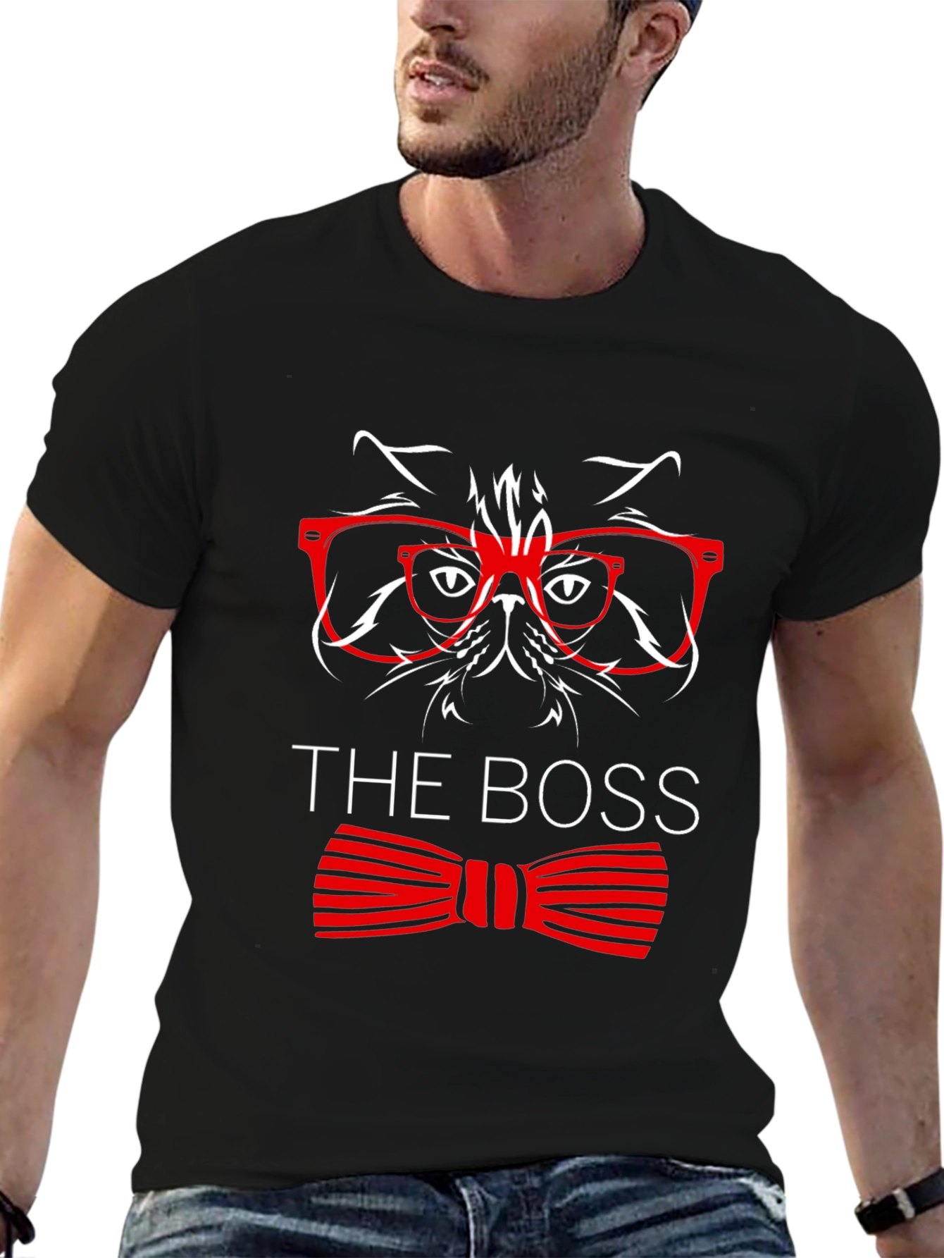 The Boss Cat Graphic T-Shirt - Mens Black Tee