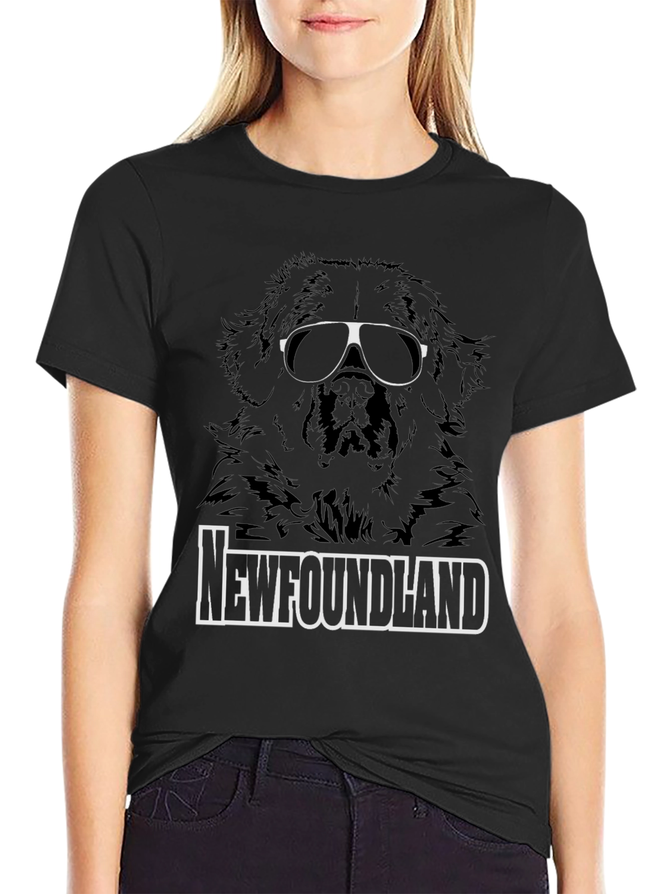 Newfoundland Dog Sunglasses Graphic T-Shirt
