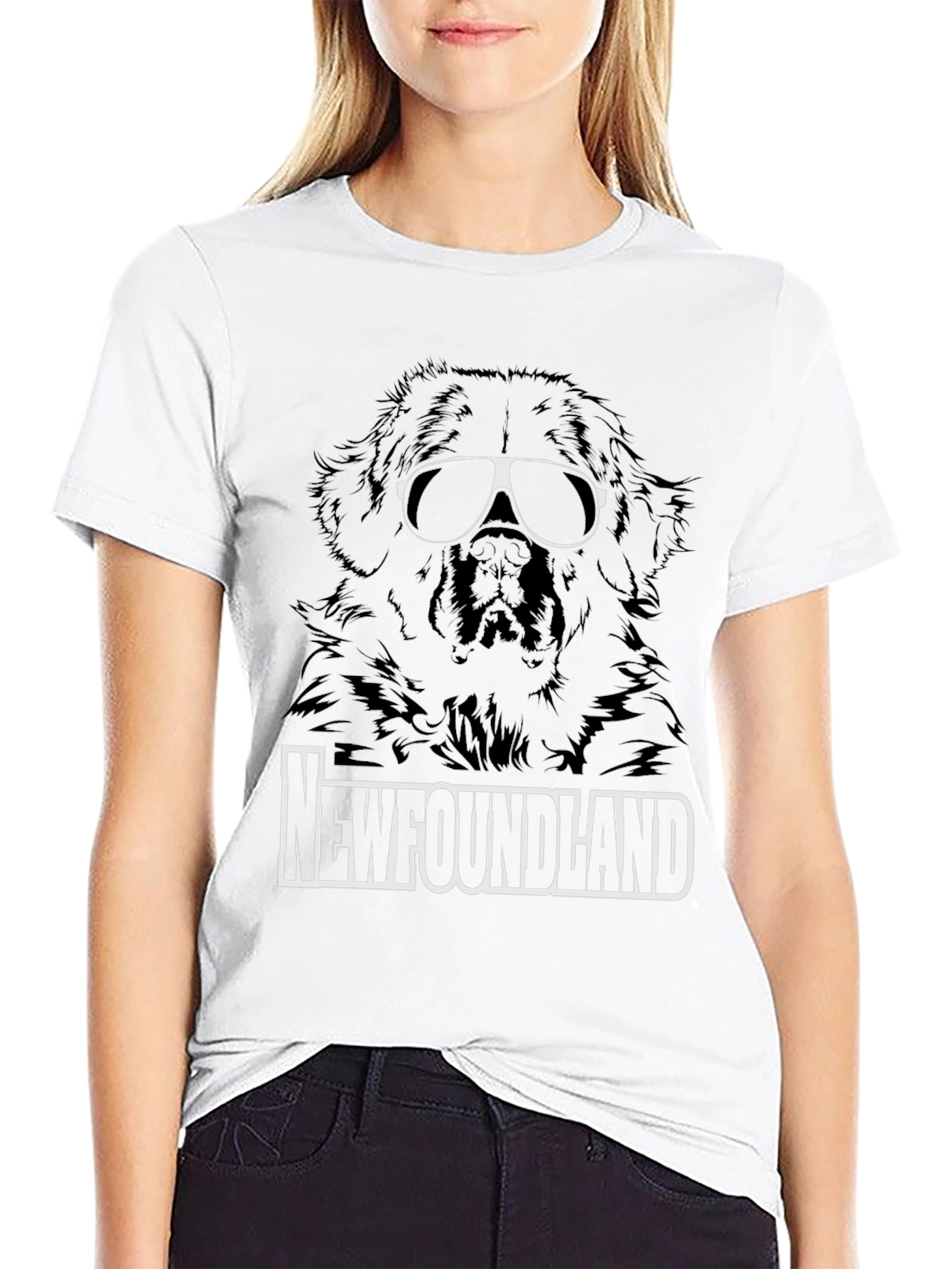 Newfoundland Dog Sunglasses Graphic T-Shirt