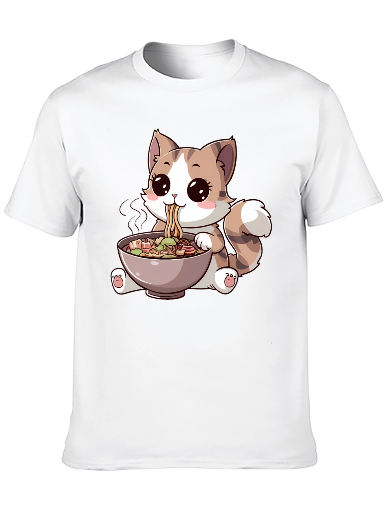 Cute Cartoon Cat Ramen T-Shirt