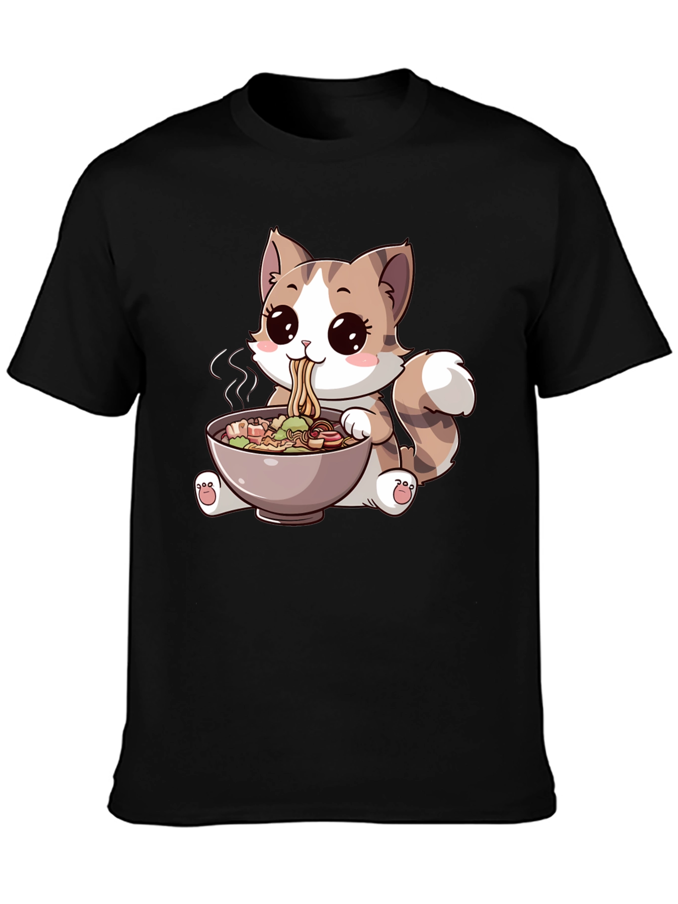 Cute Cartoon Cat Ramen T-Shirt