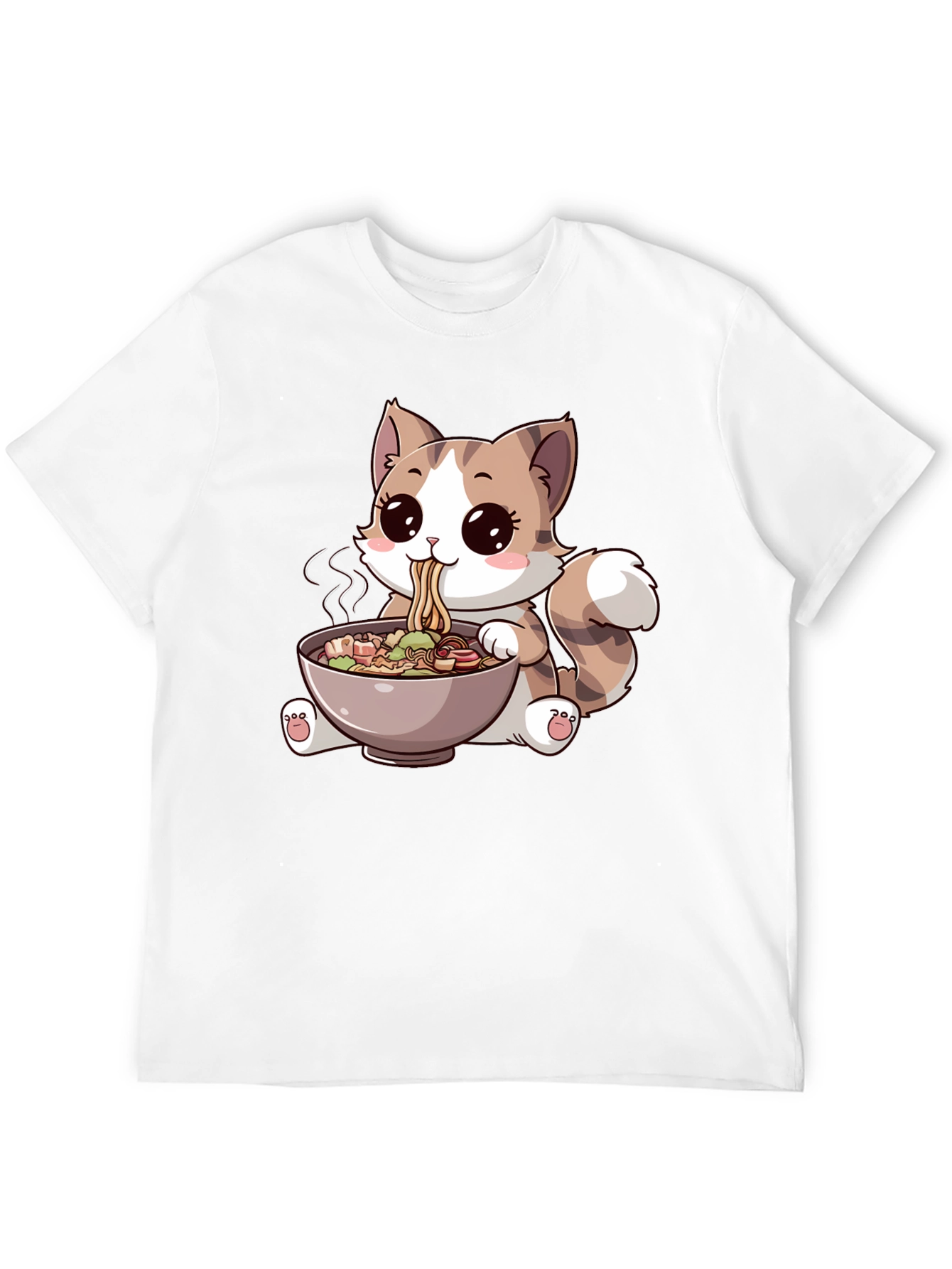 Cute Cartoon Cat Ramen T-Shirt