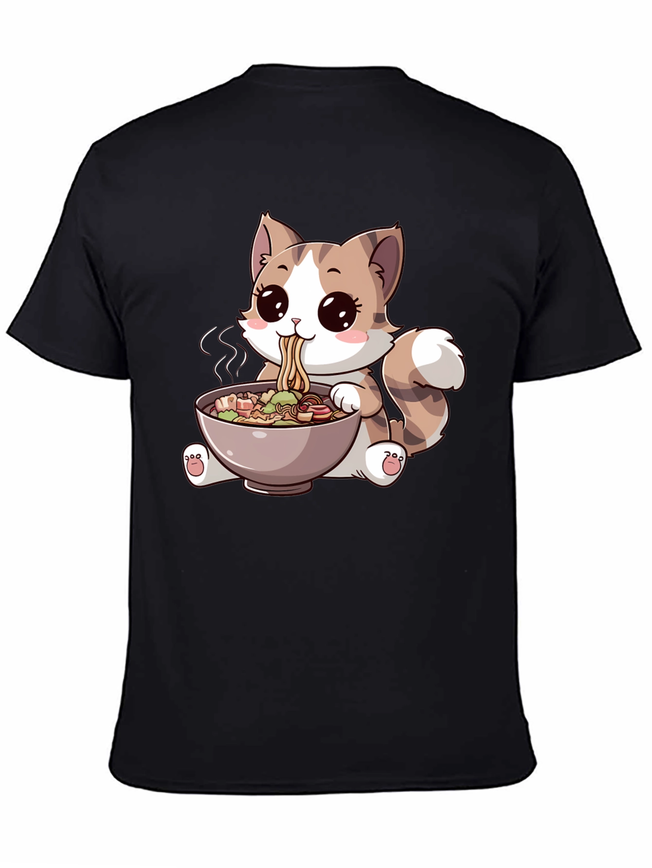 Cute Cartoon Cat Ramen T-Shirt