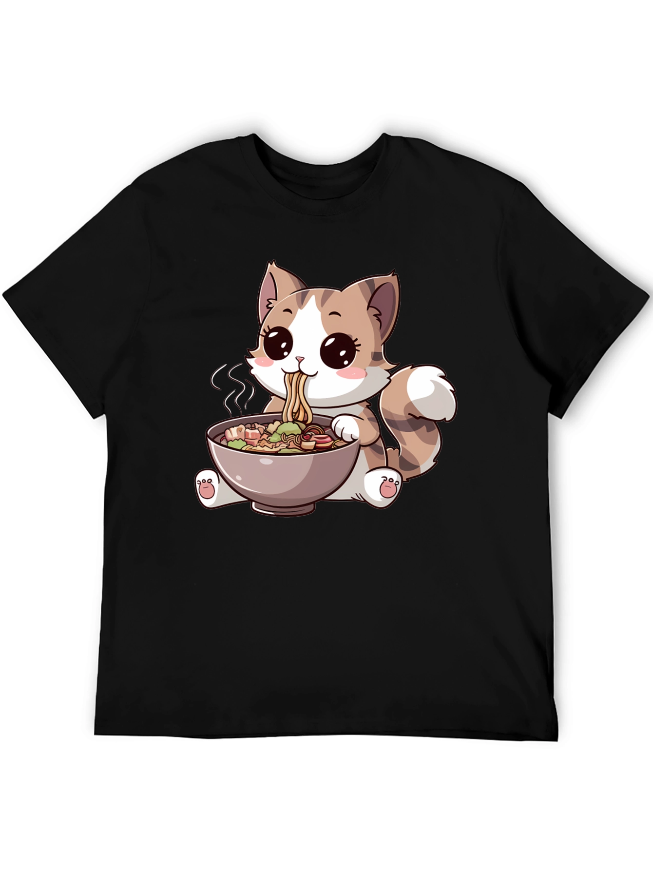 Cute Cartoon Cat Ramen T-Shirt