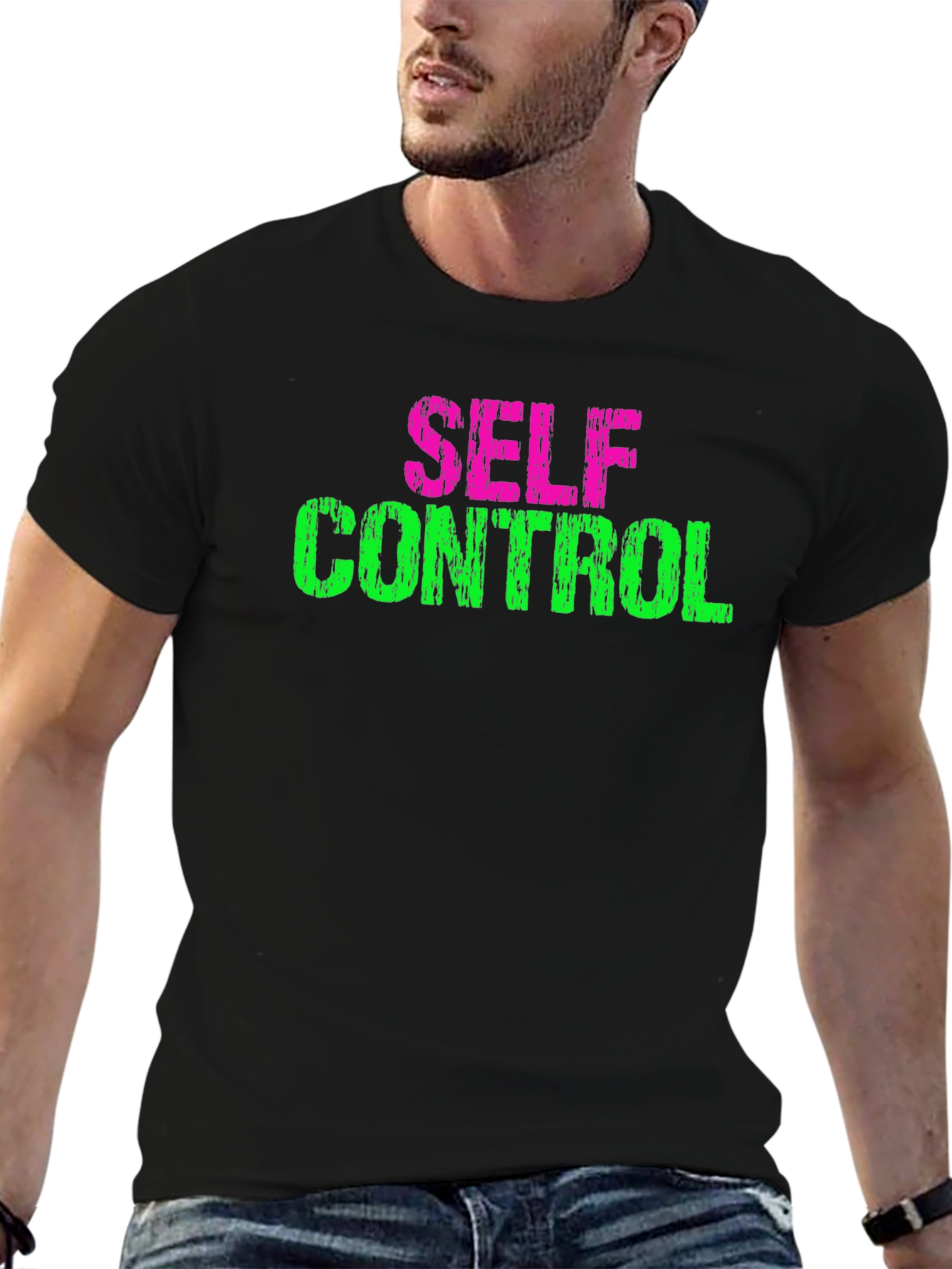 Self Control Graphic Tee - Black Cotton T-Shirt