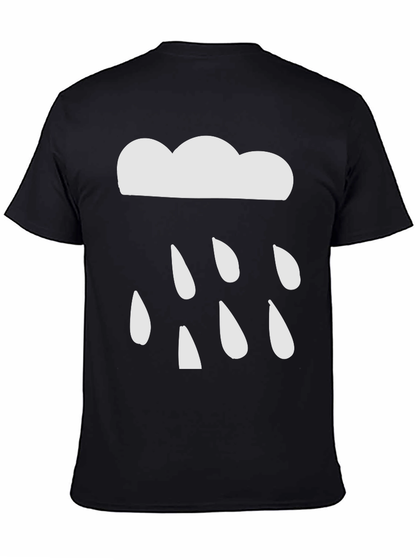 Cloud Raindrop Graphic Tee - Black Casual T-Shirt