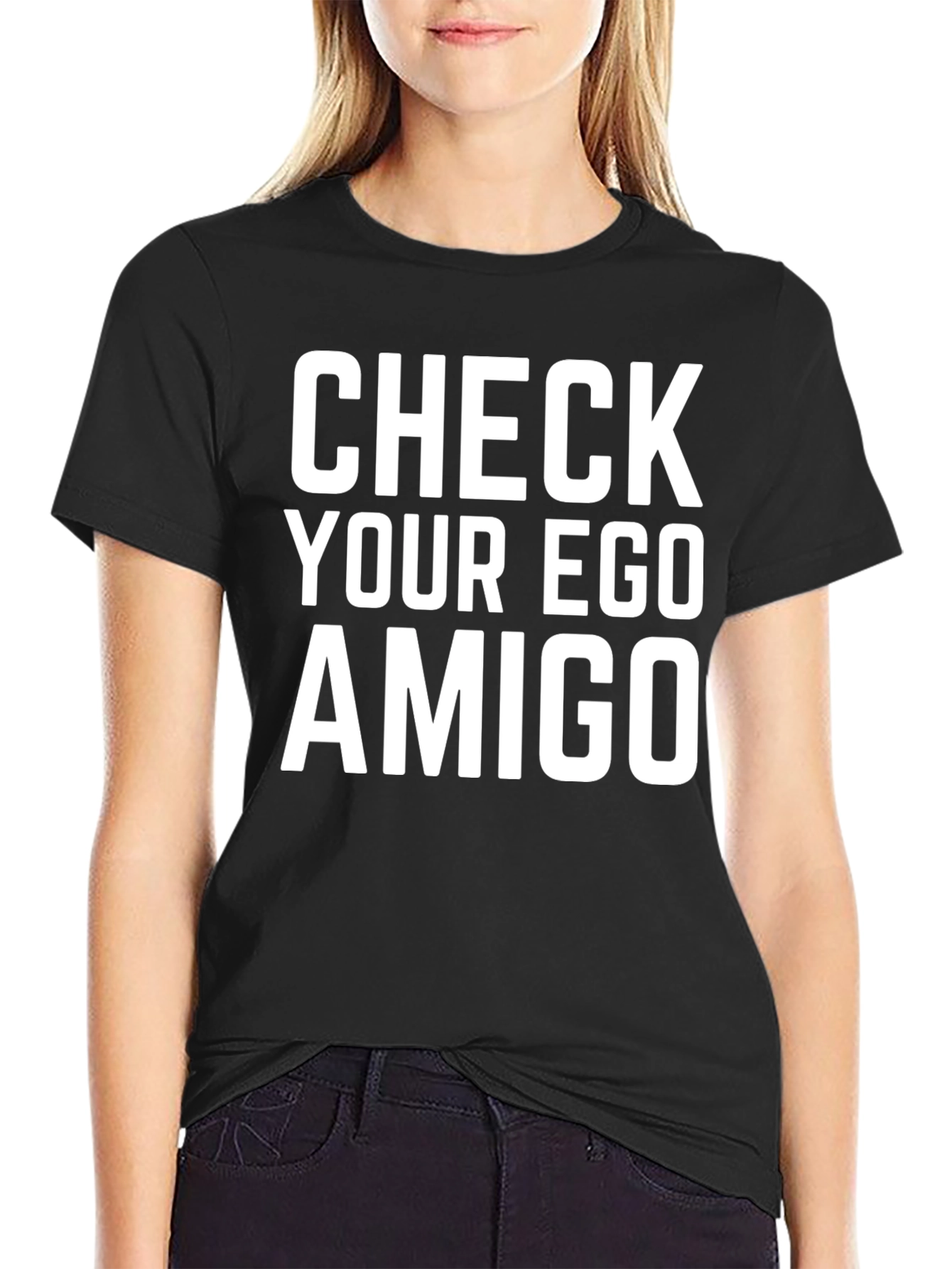 Check Your Ego Amigo Graphic Tee - Black