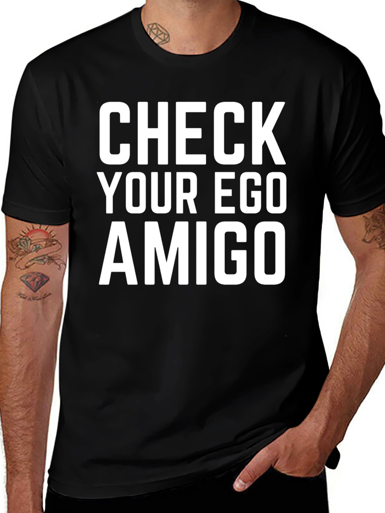 Check Your Ego Amigo Graphic Tee - Black