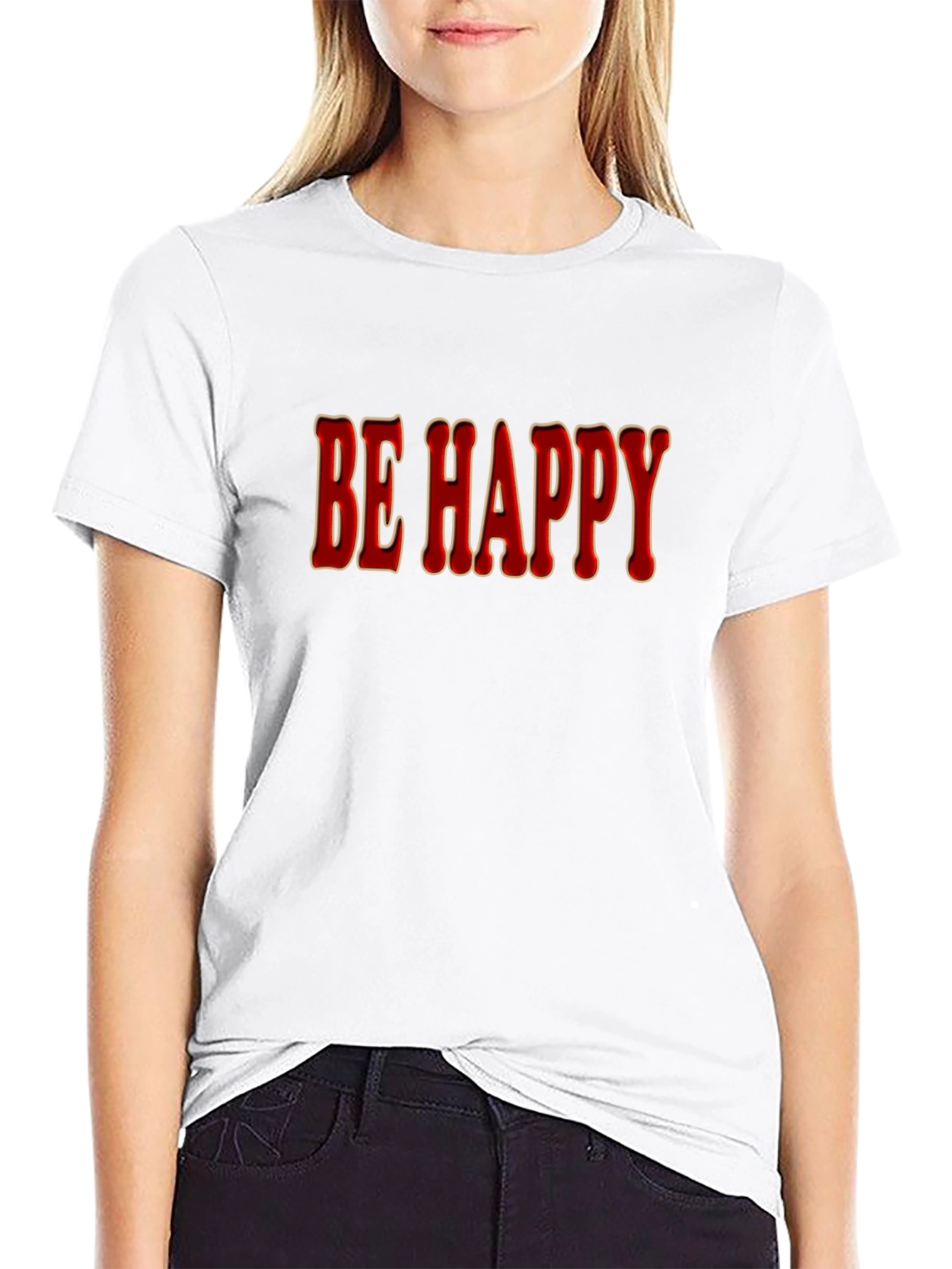 Be Happy Graphic Tee - Soft Cotton Casual Top