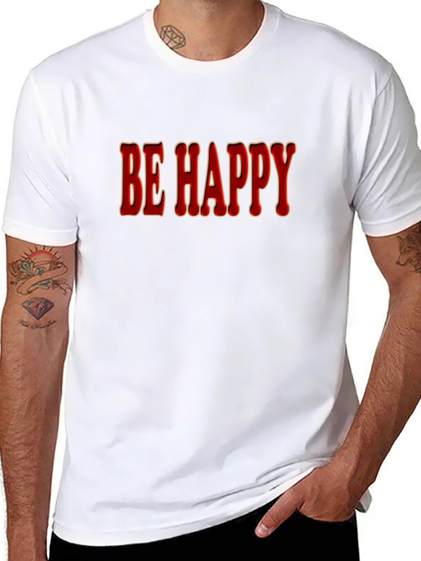 Be Happy Graphic Tee - Soft Cotton Casual Top