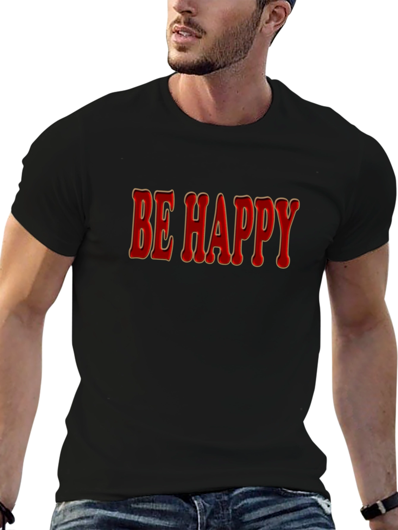 Be Happy Graphic Tee - Soft Cotton Casual Top