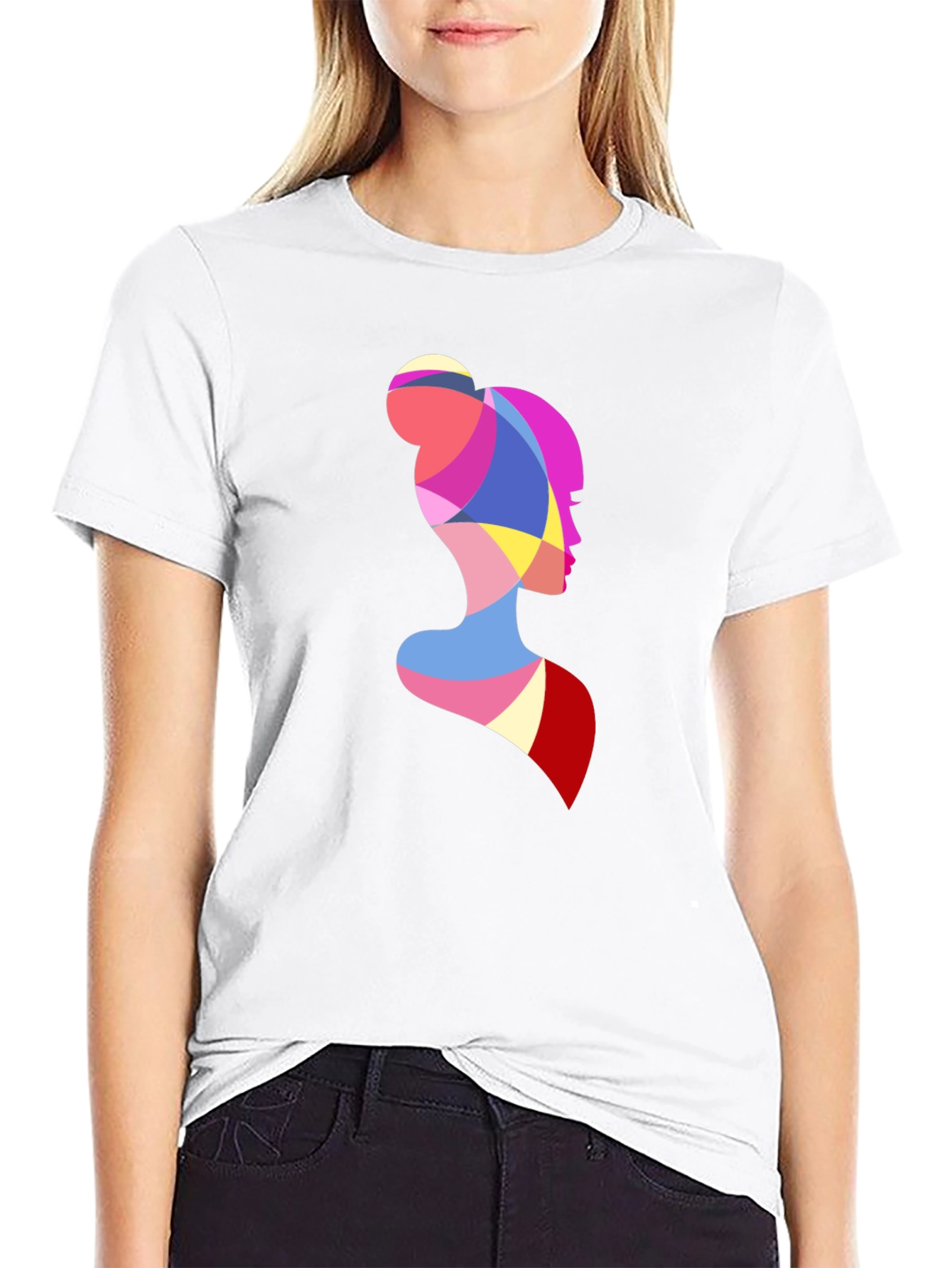 Abstract Woman Silhouette Graphic Tee - Black