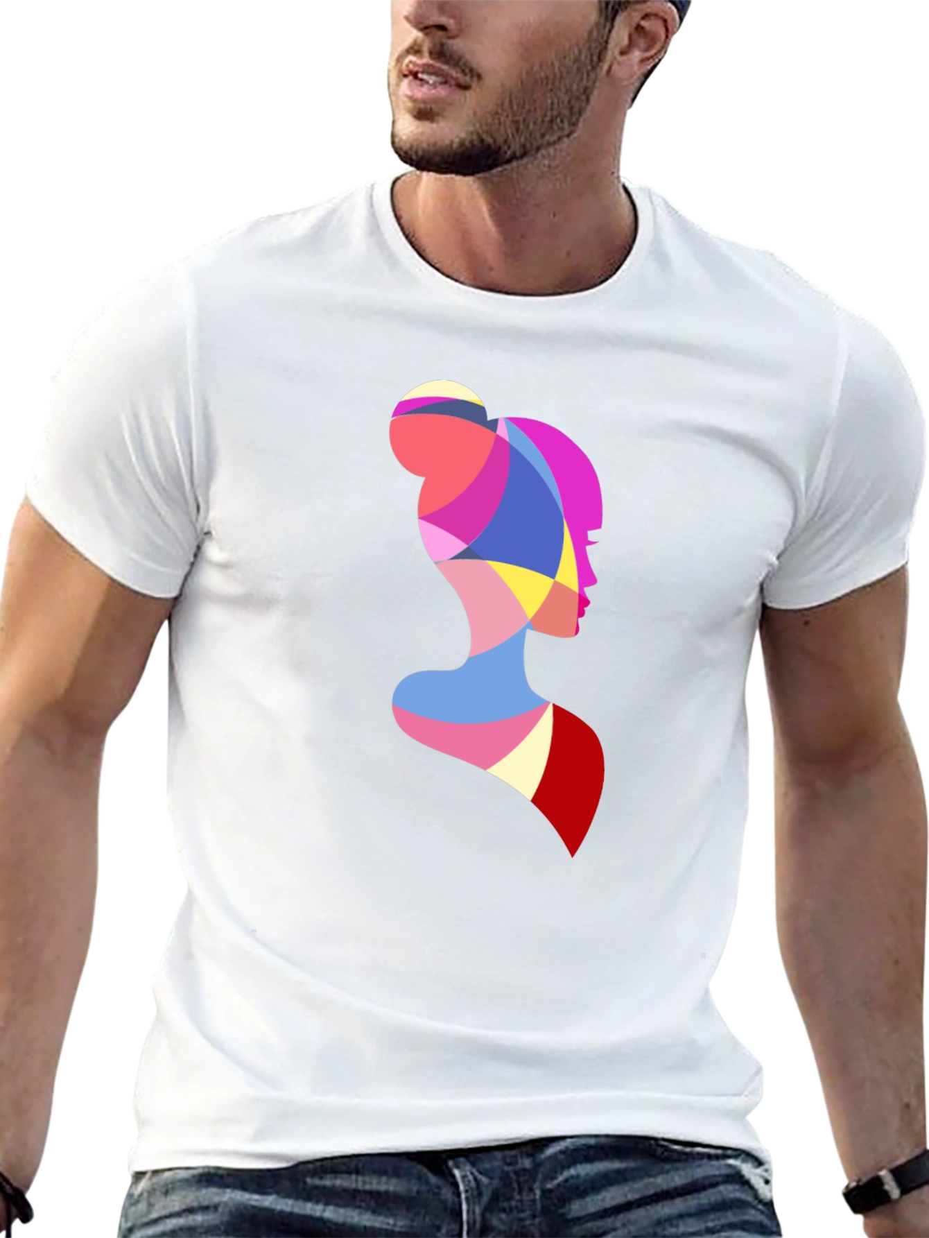 Abstract Woman Silhouette Graphic Tee - Black