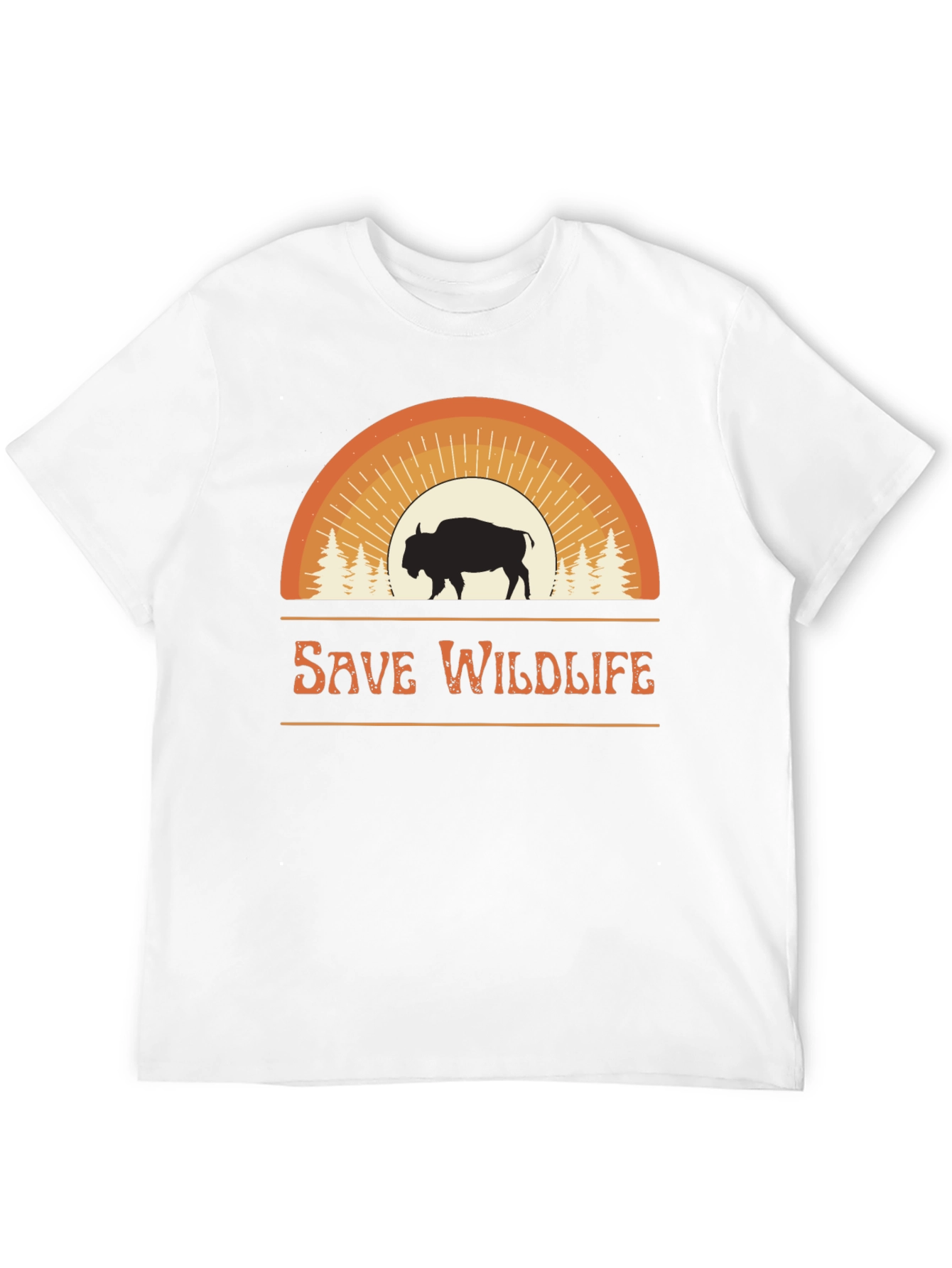 Save Wildlife Graphic Tee - Bison Sunset Design