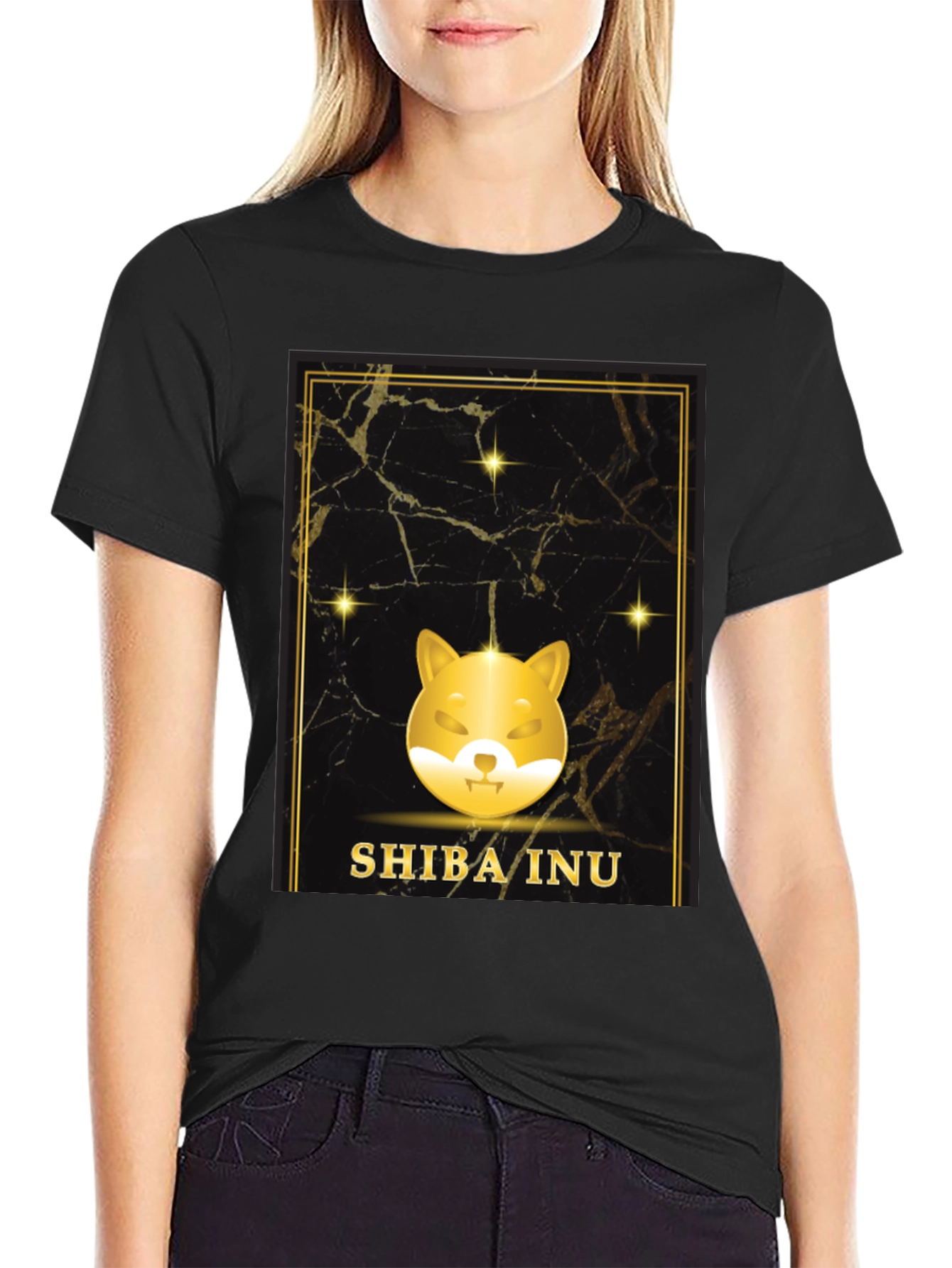 Shiba Inu Black T-Shirt - Crypto Doge Design