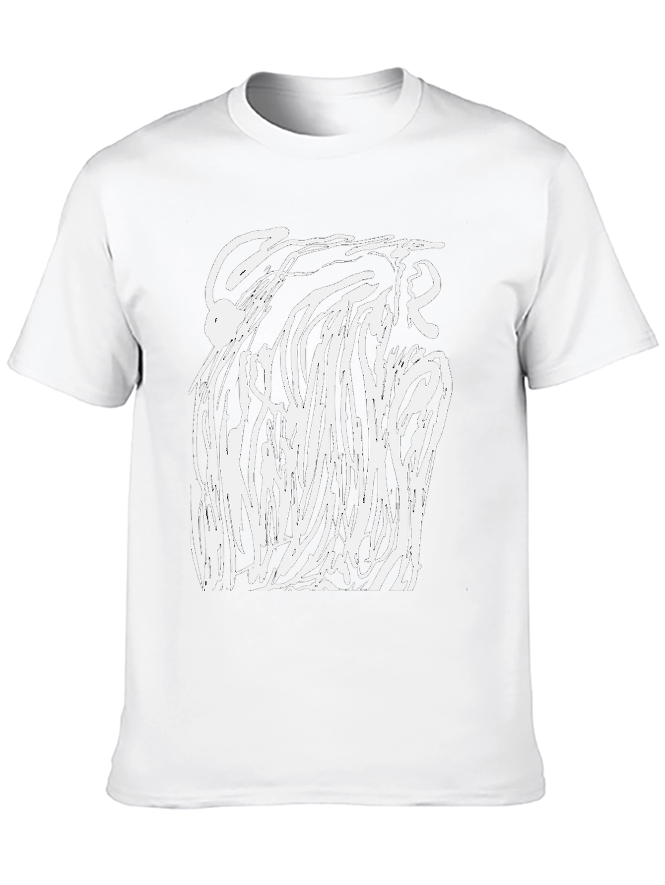 Abstract White Design Black T-Shirt