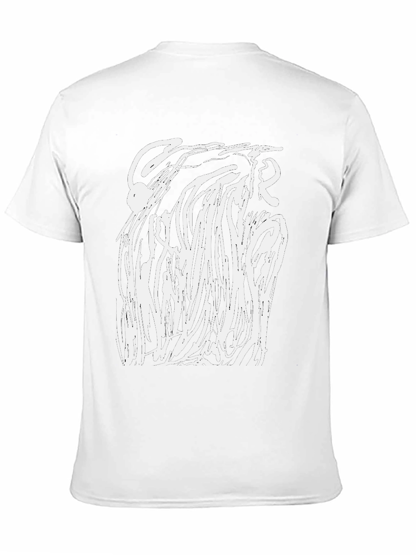 Abstract White Design Black T-Shirt