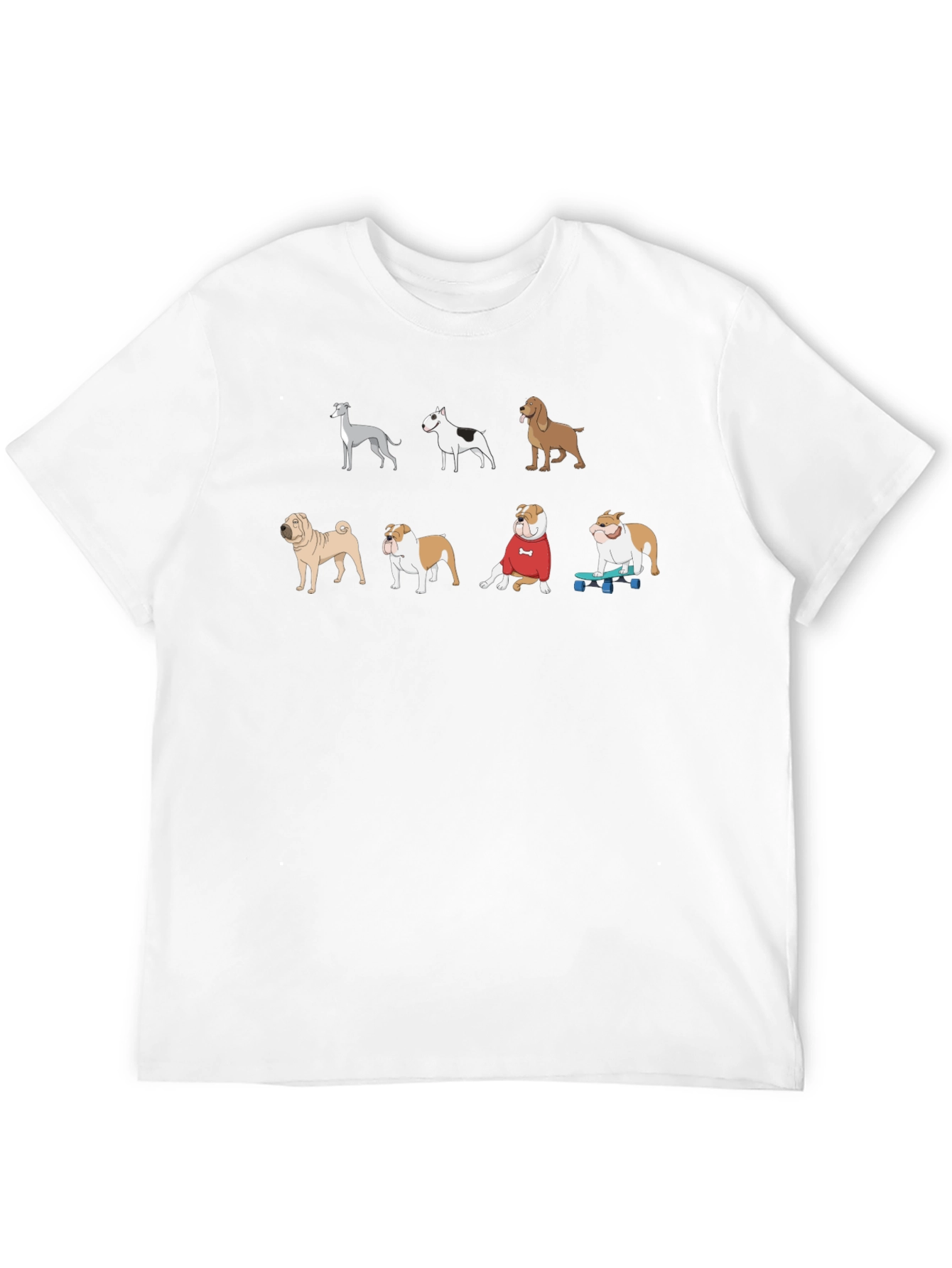 Cartoon Dog Breeds Graphic Black T-Shirt