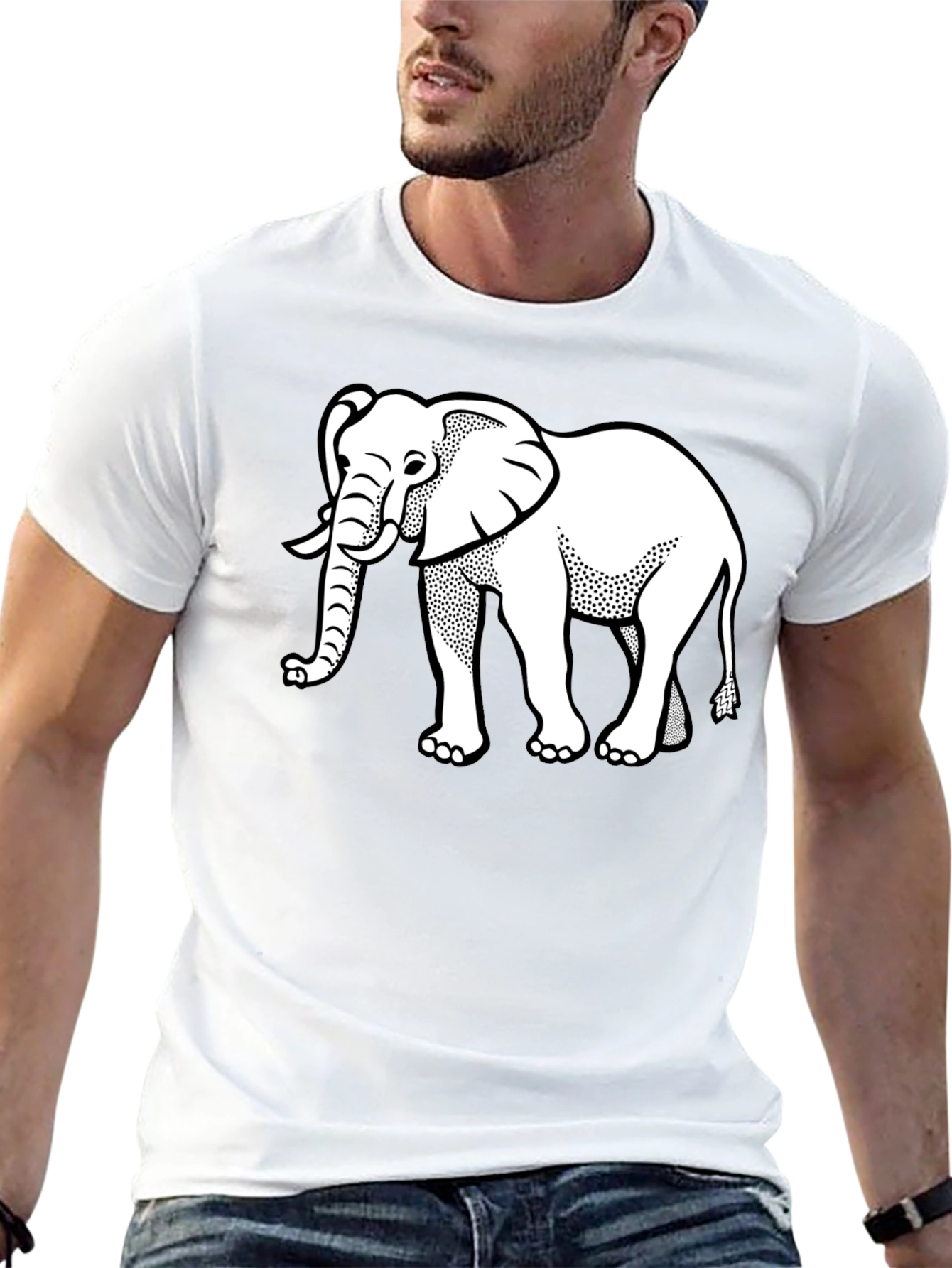 Elephant Graphic Tee - Black Cotton T-Shirt