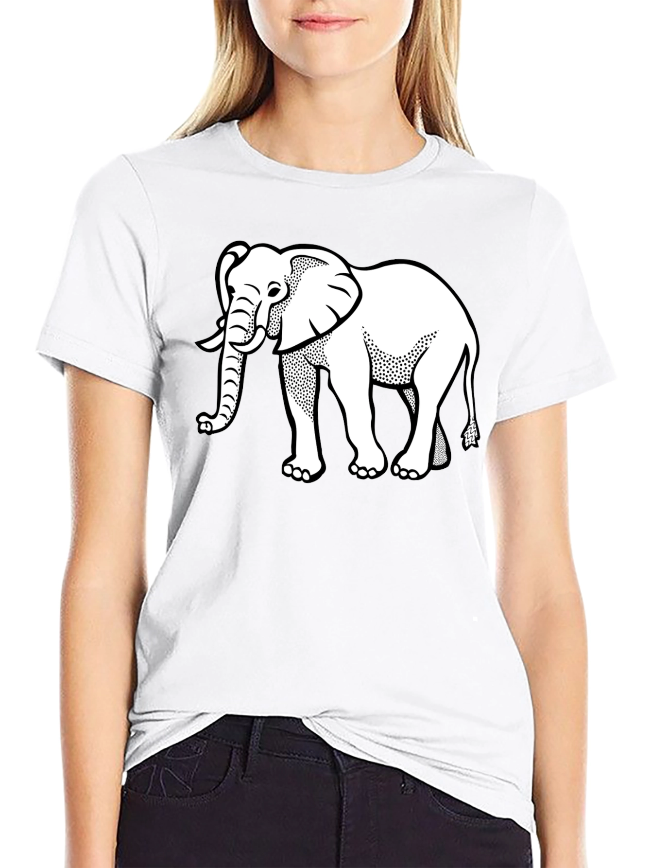 Elephant Graphic Tee - Black Cotton T-Shirt