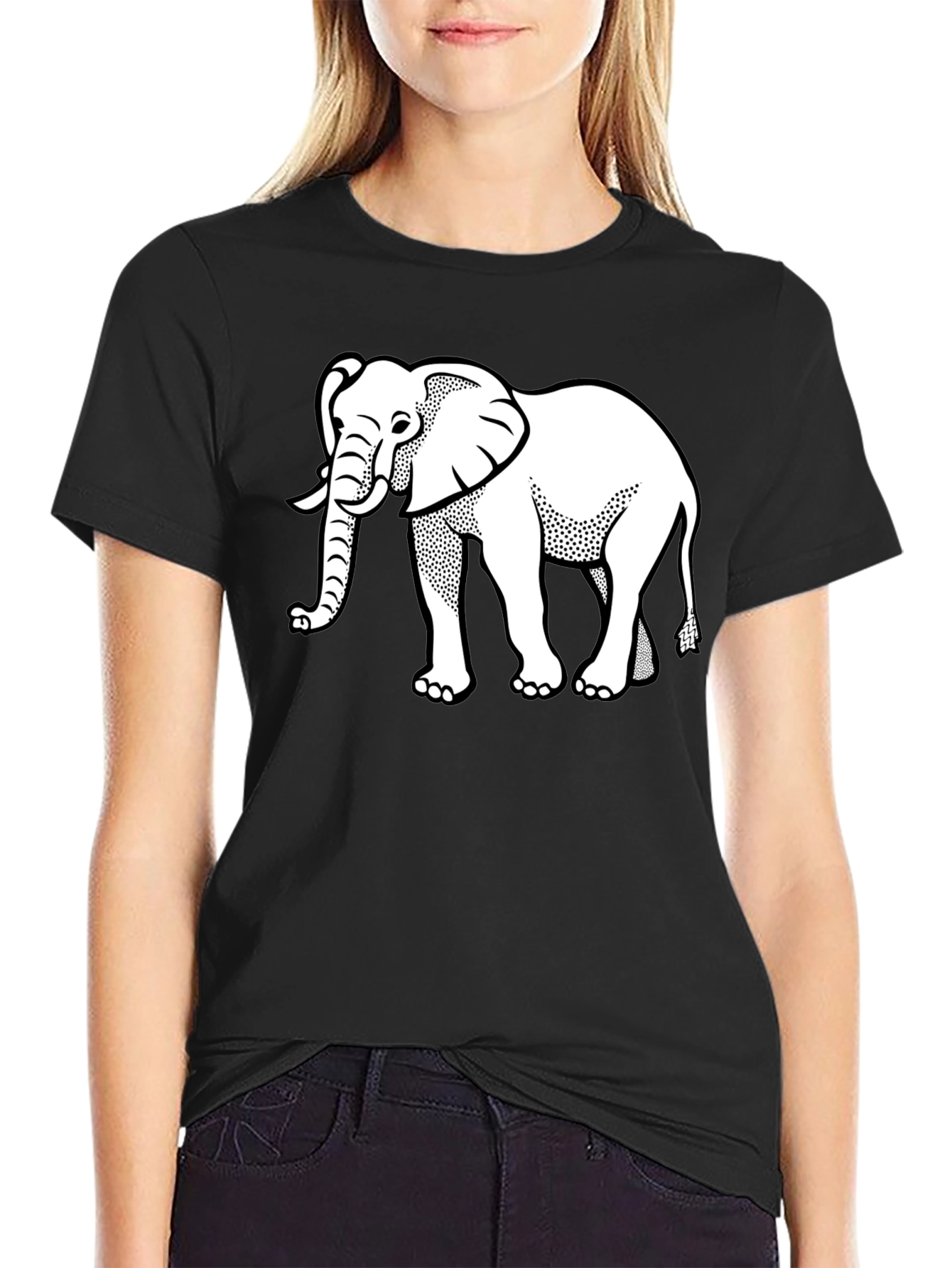 Elephant Graphic Tee - Black Cotton T-Shirt