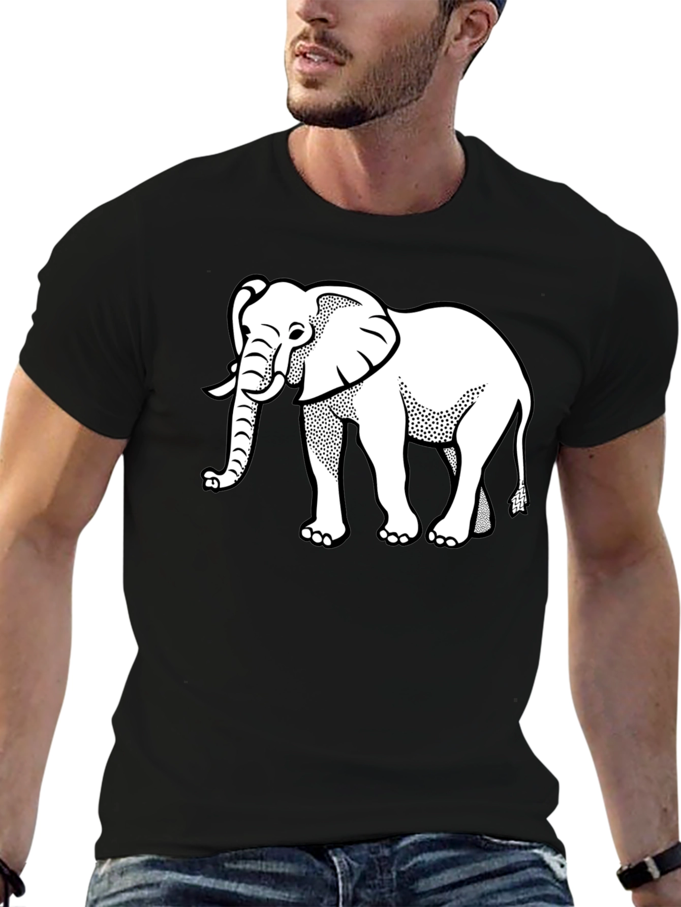 Elephant Graphic Tee - Black Cotton T-Shirt