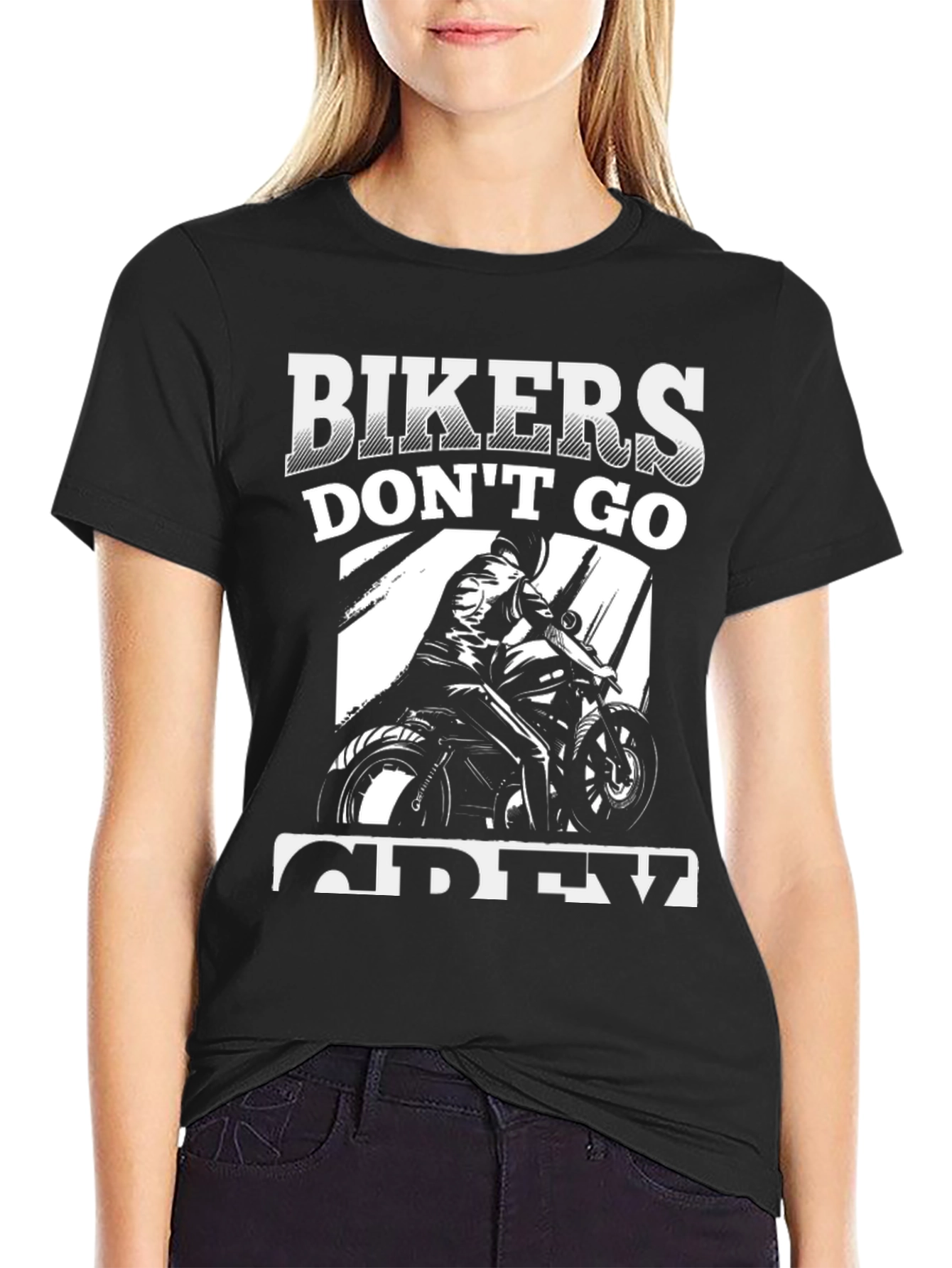 Bikers Dont Go Grey Black Graphic Tee