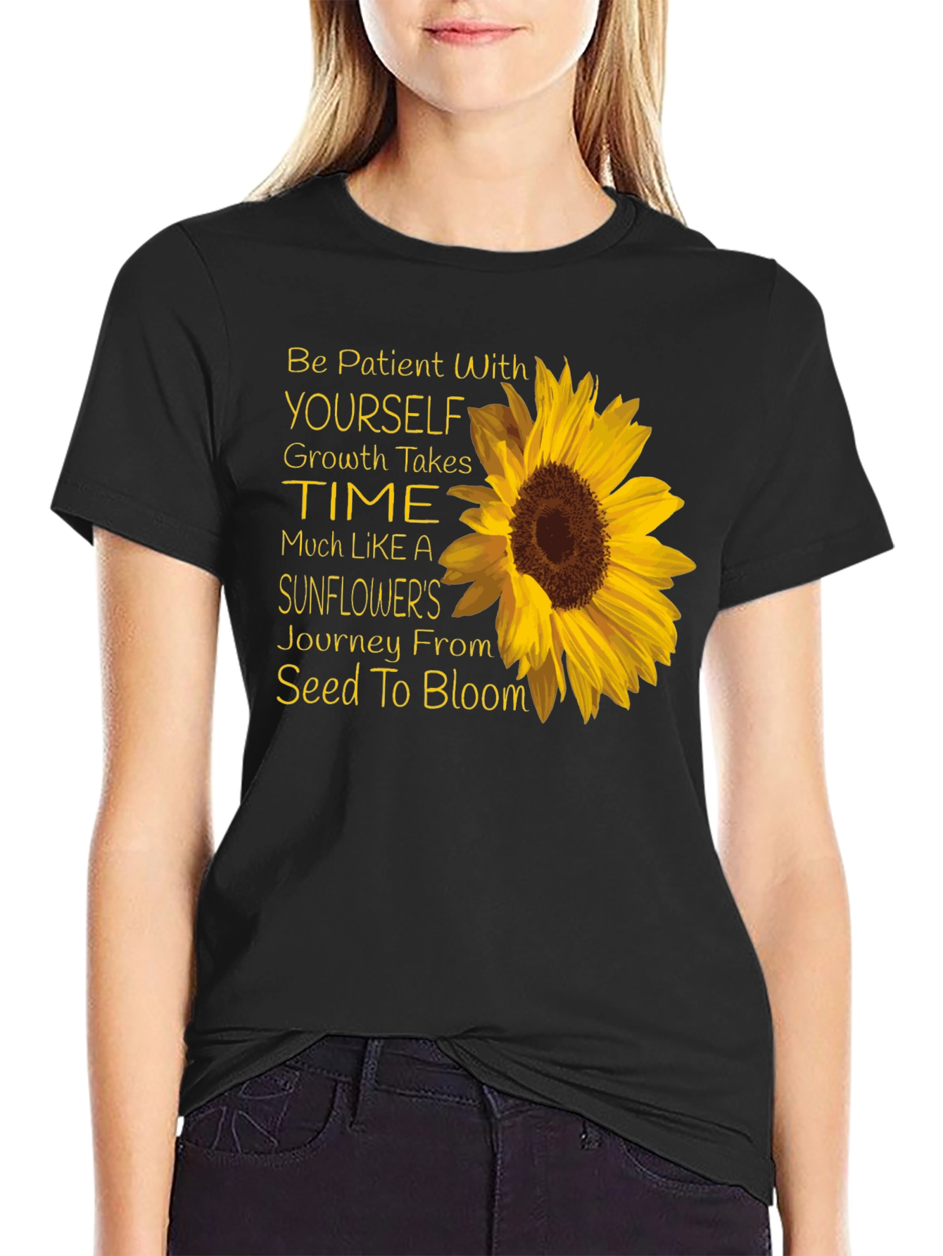 Sunflower Inspirational T-Shirt - Growth Takes Time