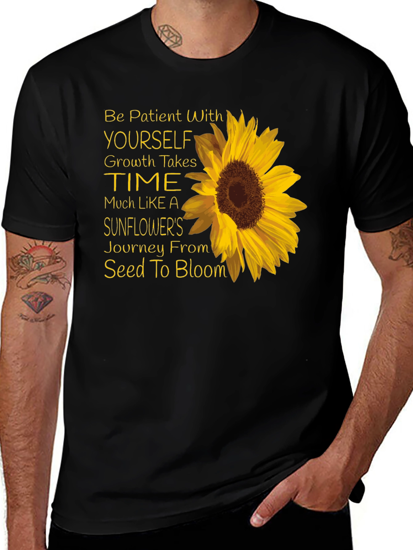 Sunflower Inspirational T-Shirt - Growth Takes Time