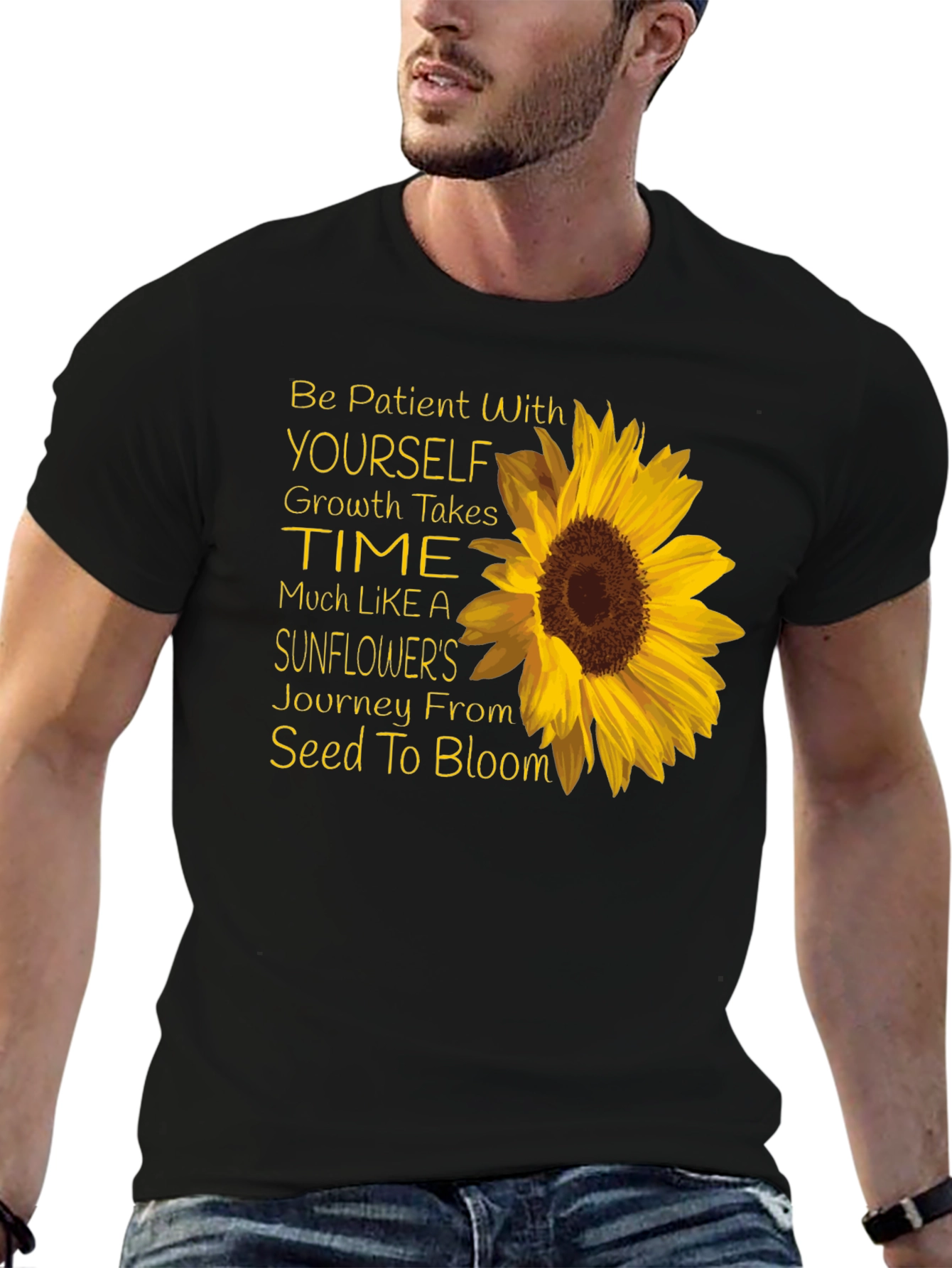 Sunflower Inspirational T-Shirt - Growth Takes Time