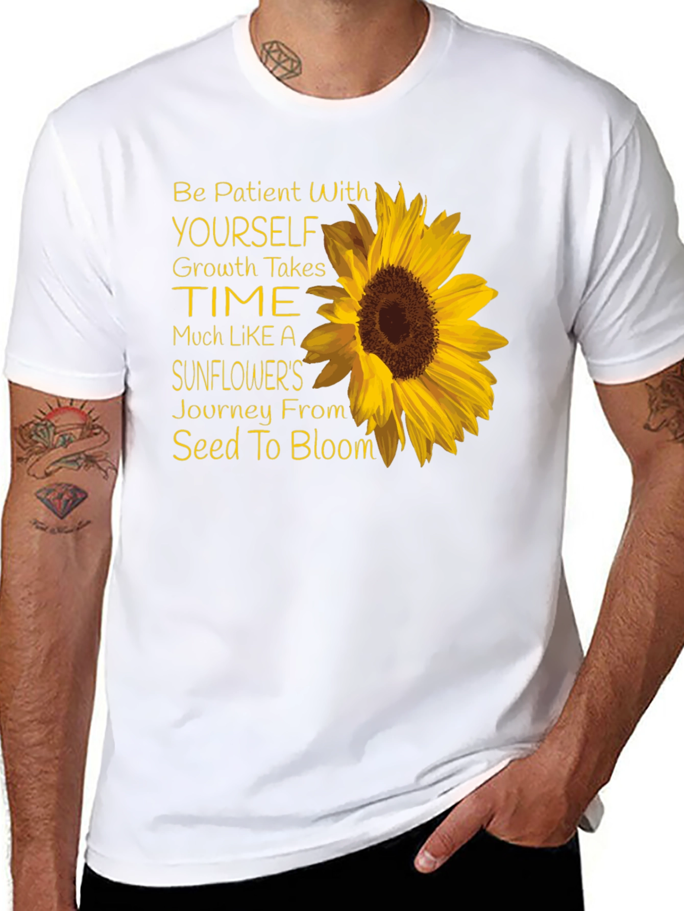 Sunflower Inspirational T-Shirt - Growth Takes Time