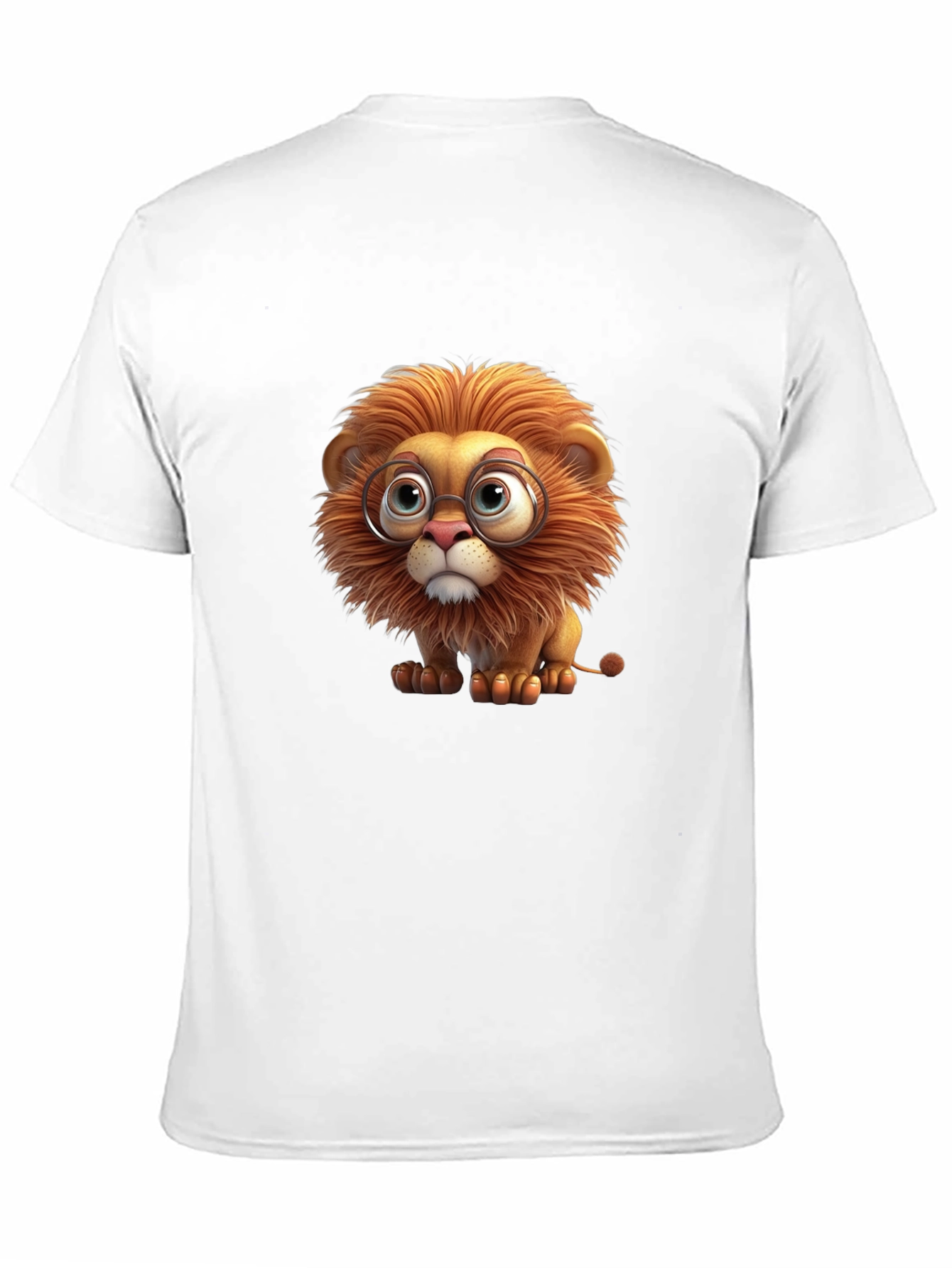 Lion with Glasses Black T-Shirt