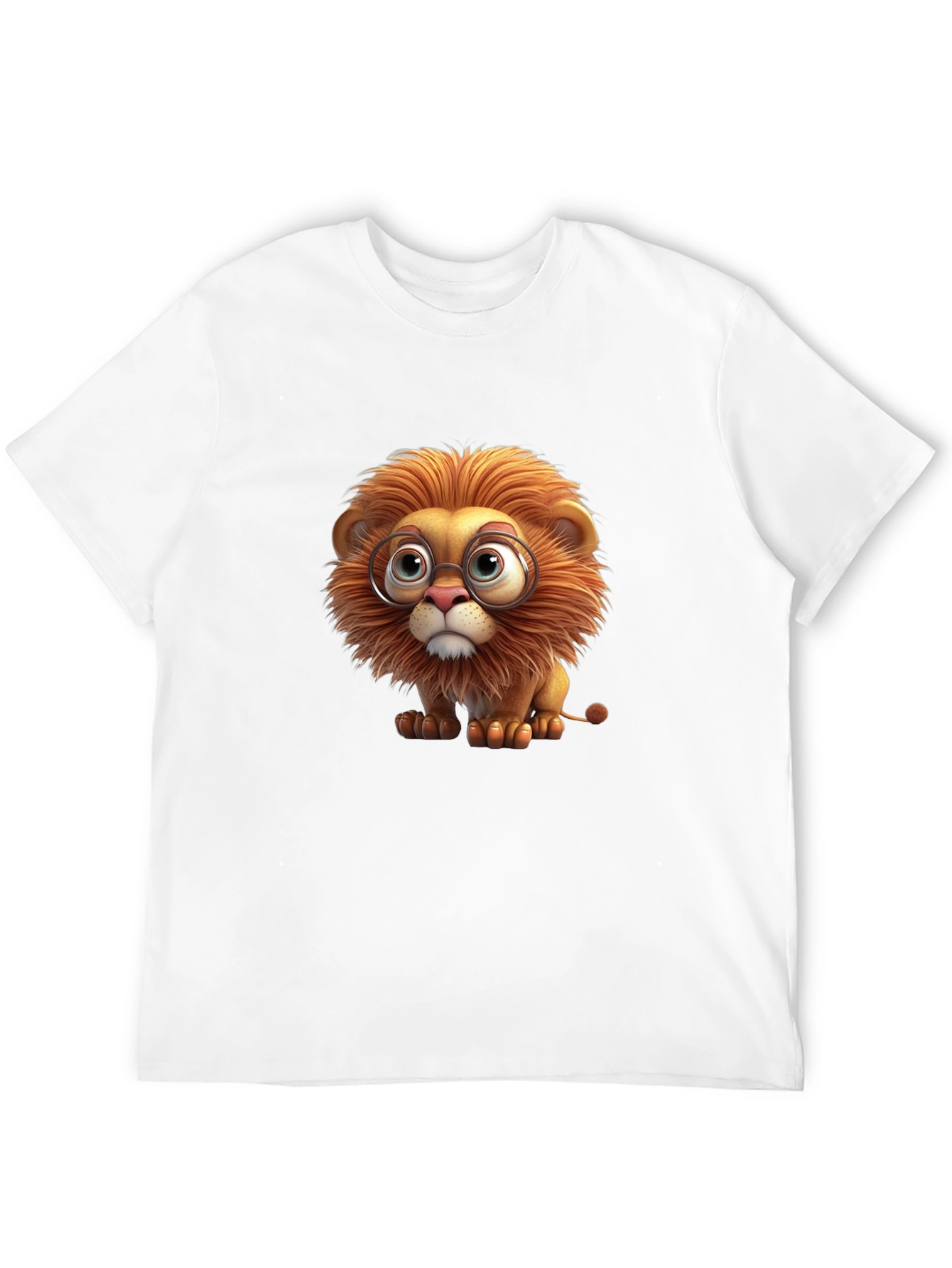 Lion with Glasses Black T-Shirt