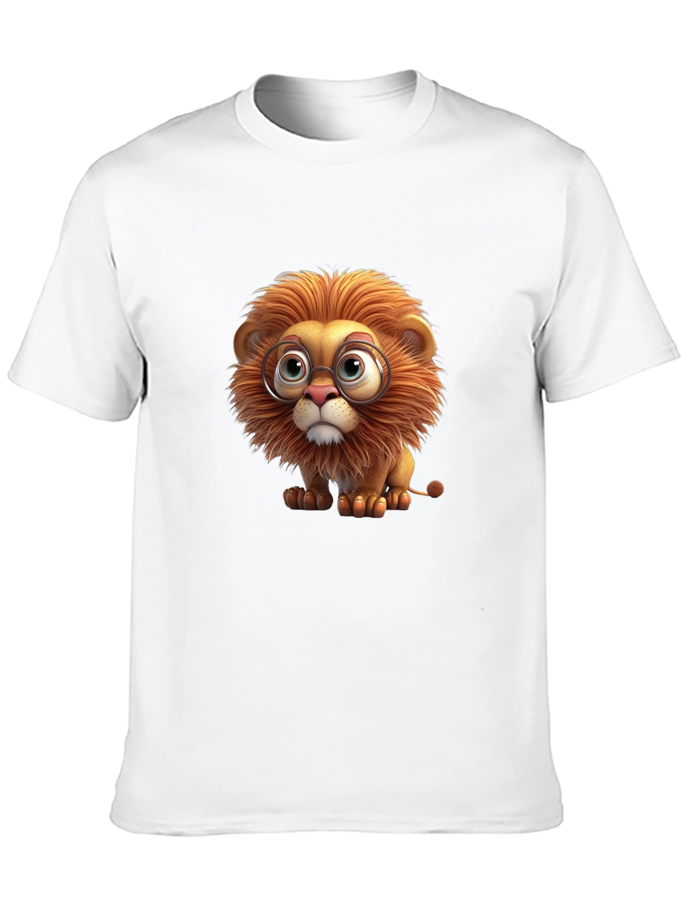 Lion with Glasses Black T-Shirt