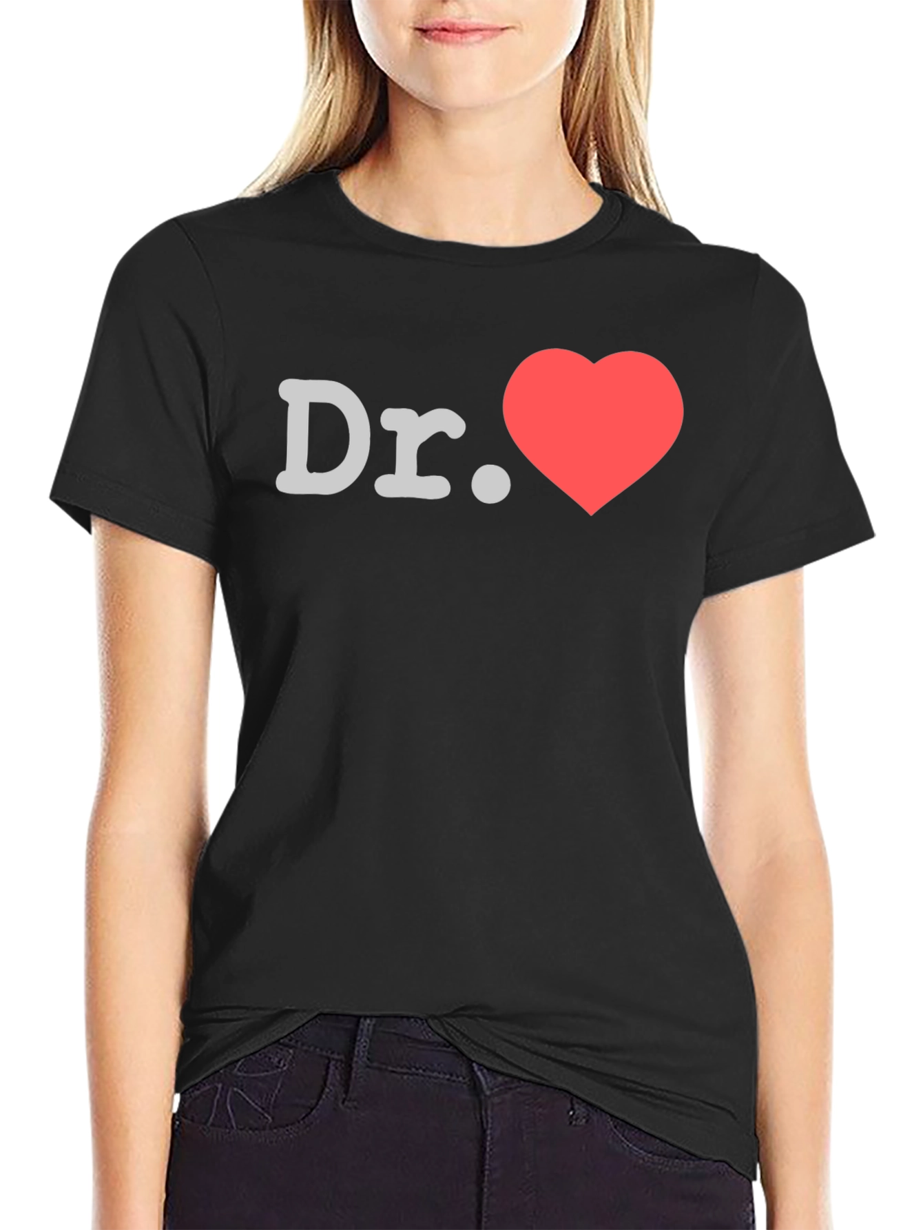 Dr. Heart Graphic T-Shirt -  Black Crew Neck Tee
