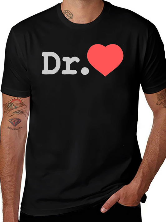 Dr. Heart Graphic T-Shirt -  Black Crew Neck Tee