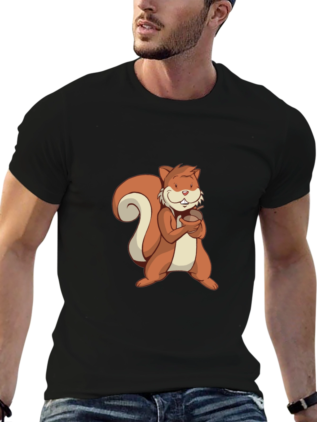 Cartoon Squirrel Holding Acorn T-Shirt