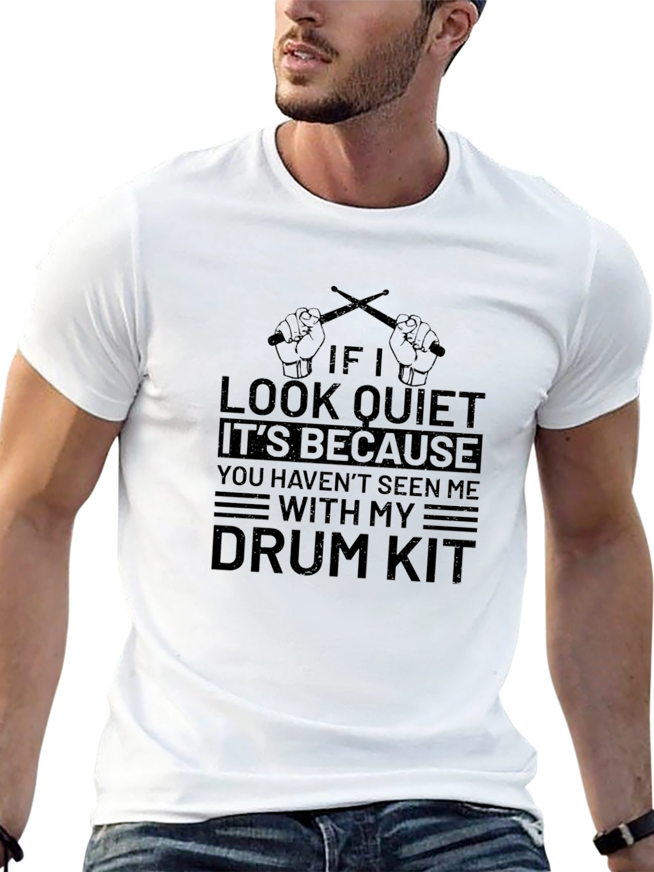 Funny Drummer T-Shirt - If I Look Quiet