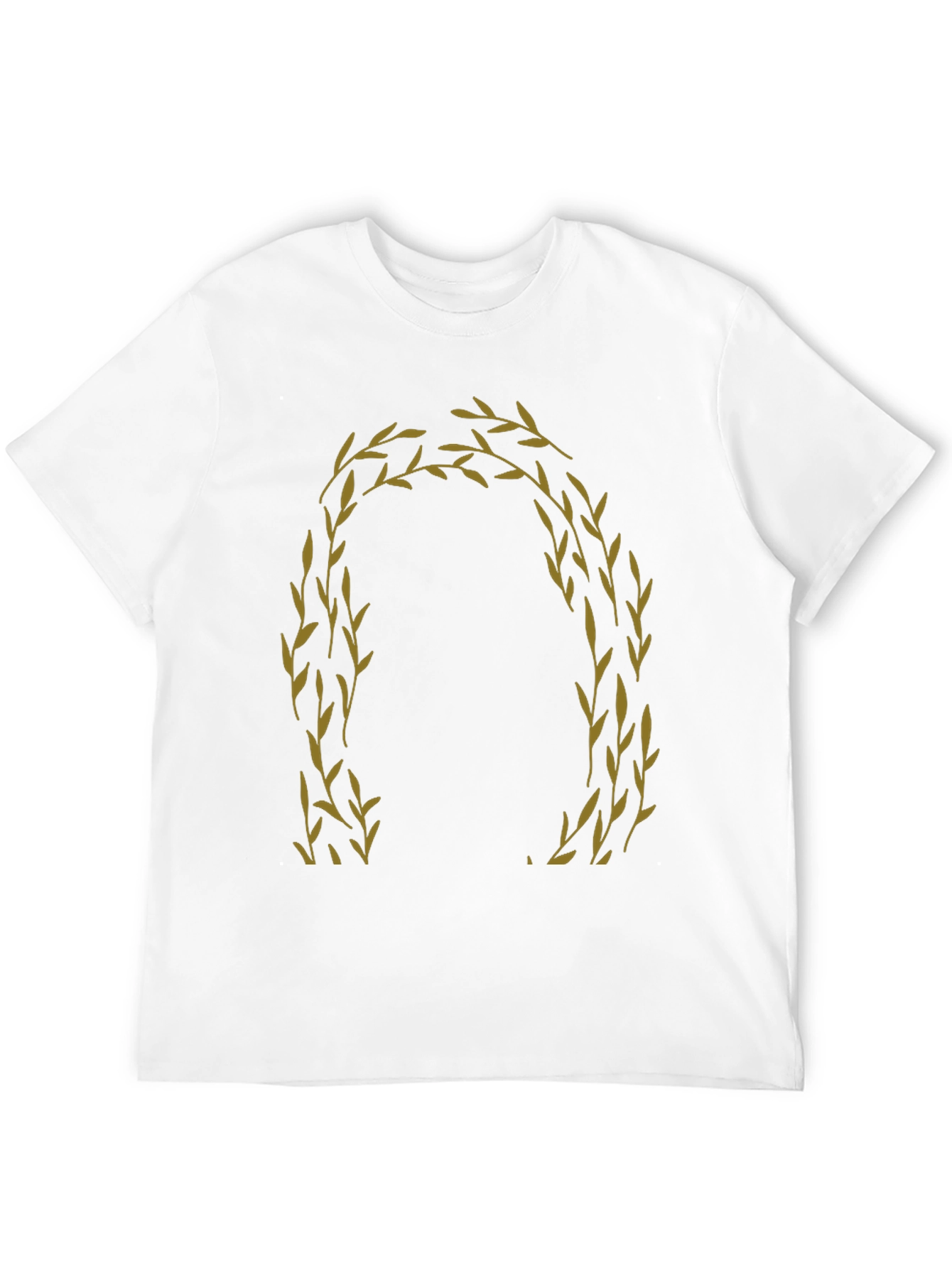 Olive Branch Wreath Graphic Tee - Black Cotton Casual