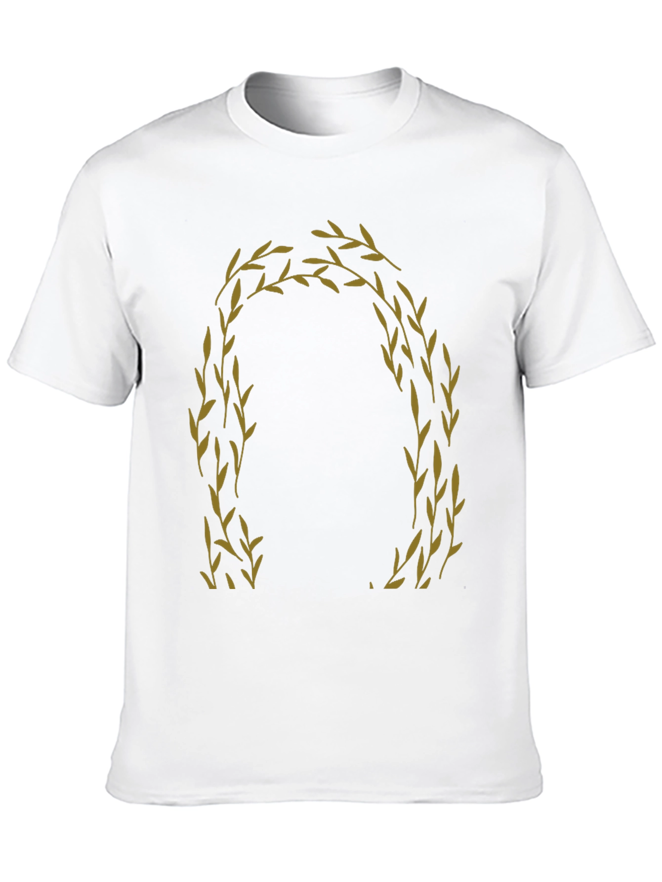 Olive Branch Wreath Graphic Tee - Black Cotton Casual