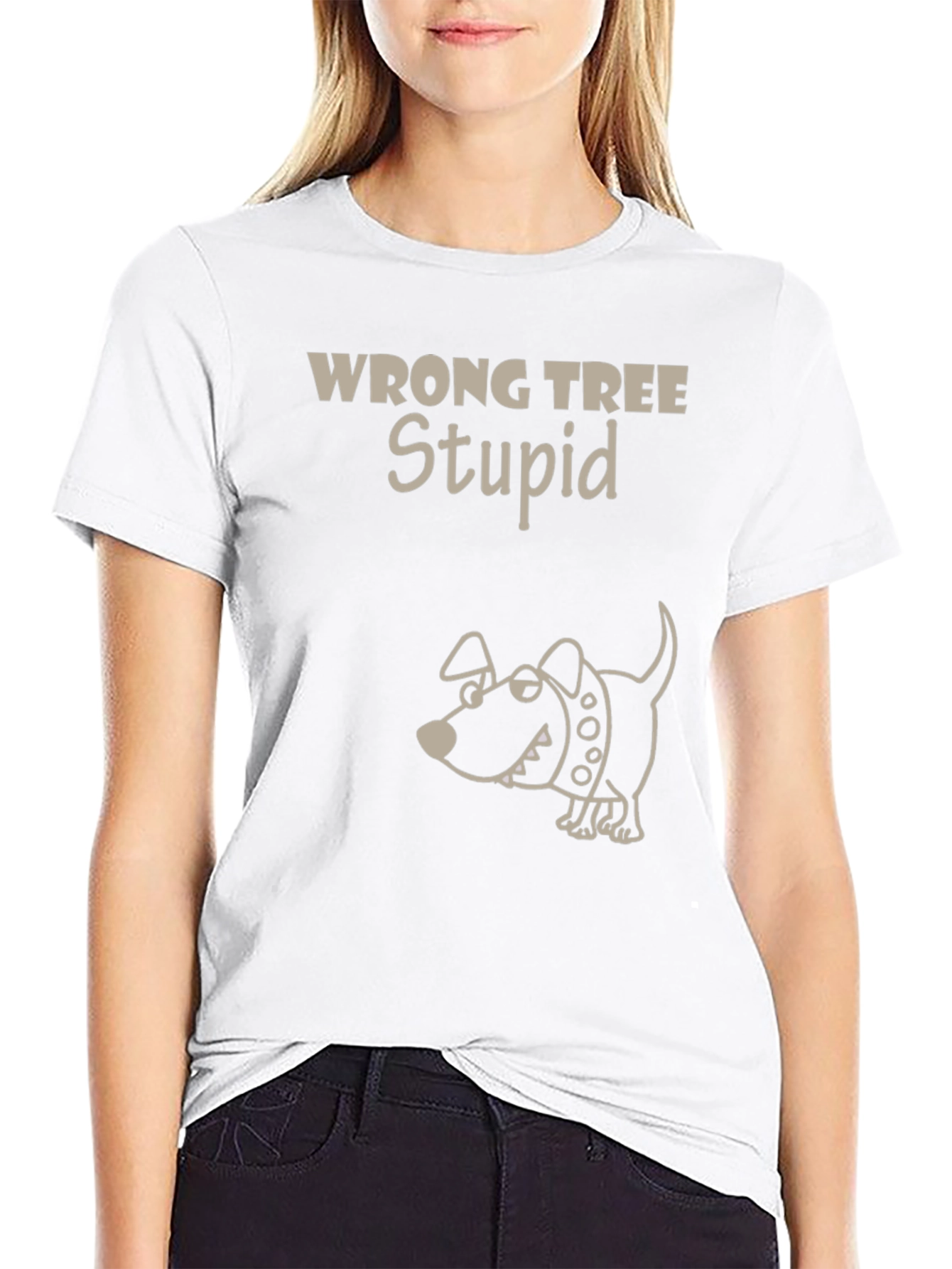 Wrong Tree Stupid Dog Graphic Tee Shirt