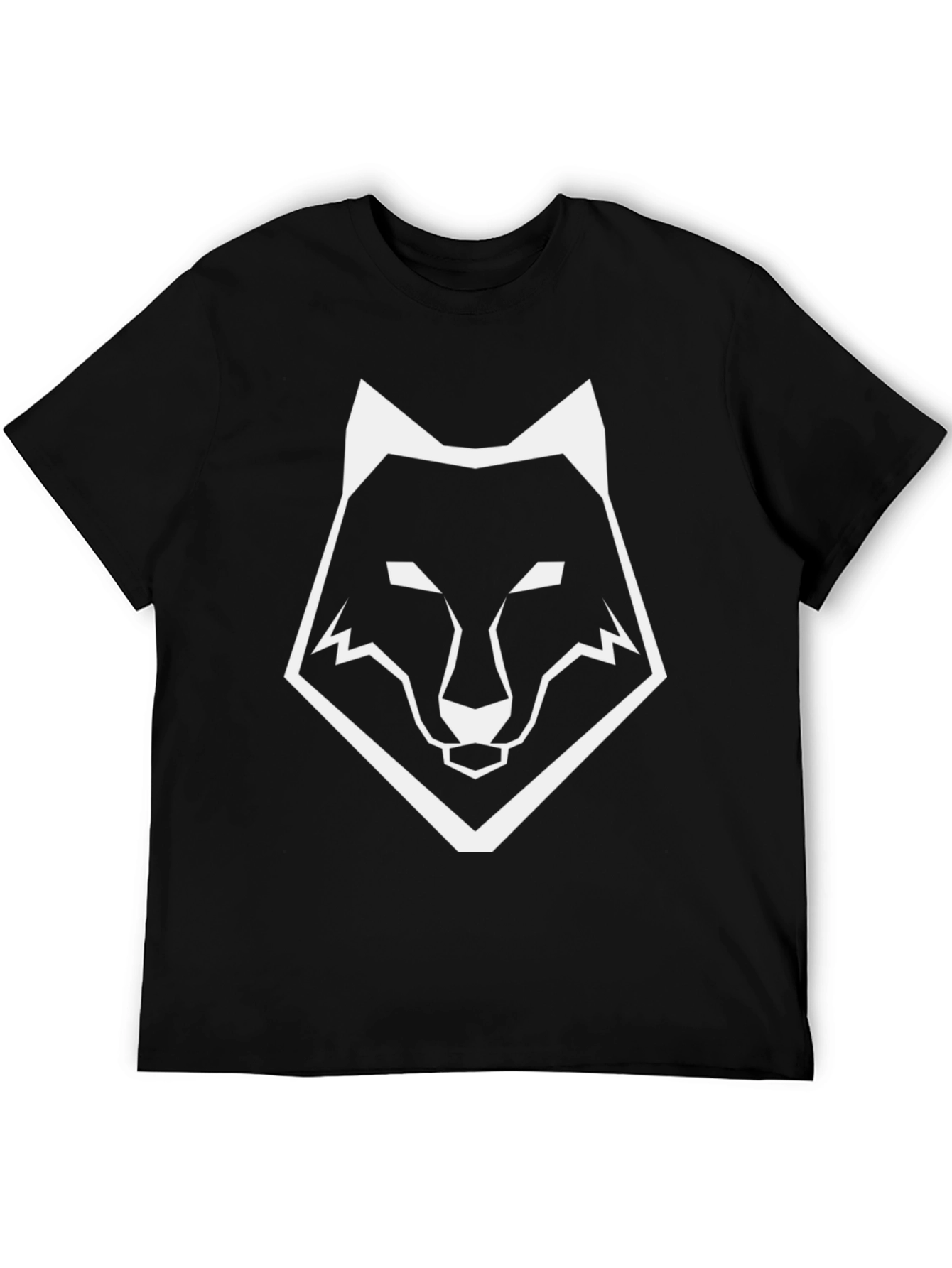 Black Wolf Graphic T-Shirt - Modern Geometric Design