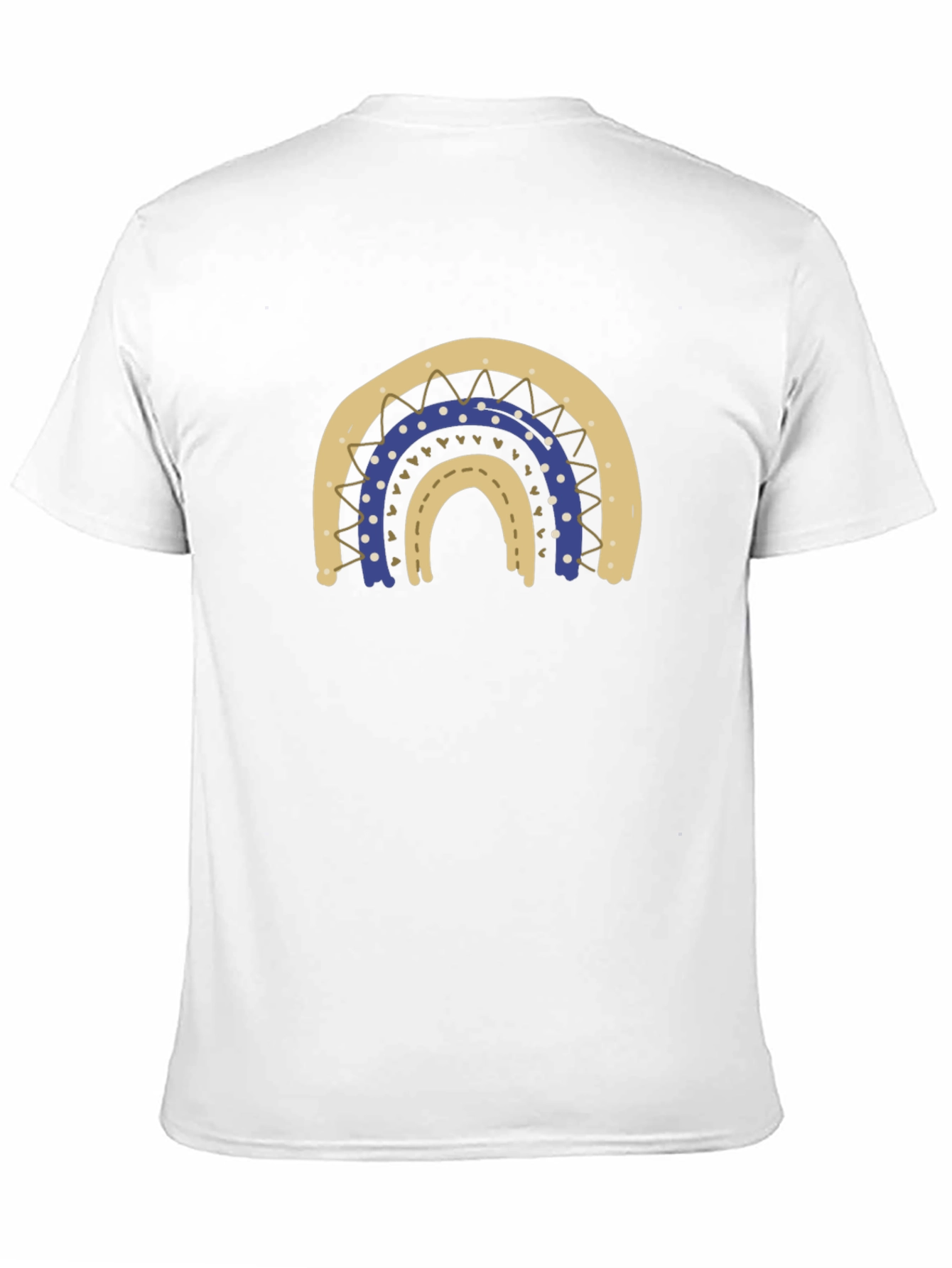 Stylish Black T-Shirt with Boho Rainbow Design