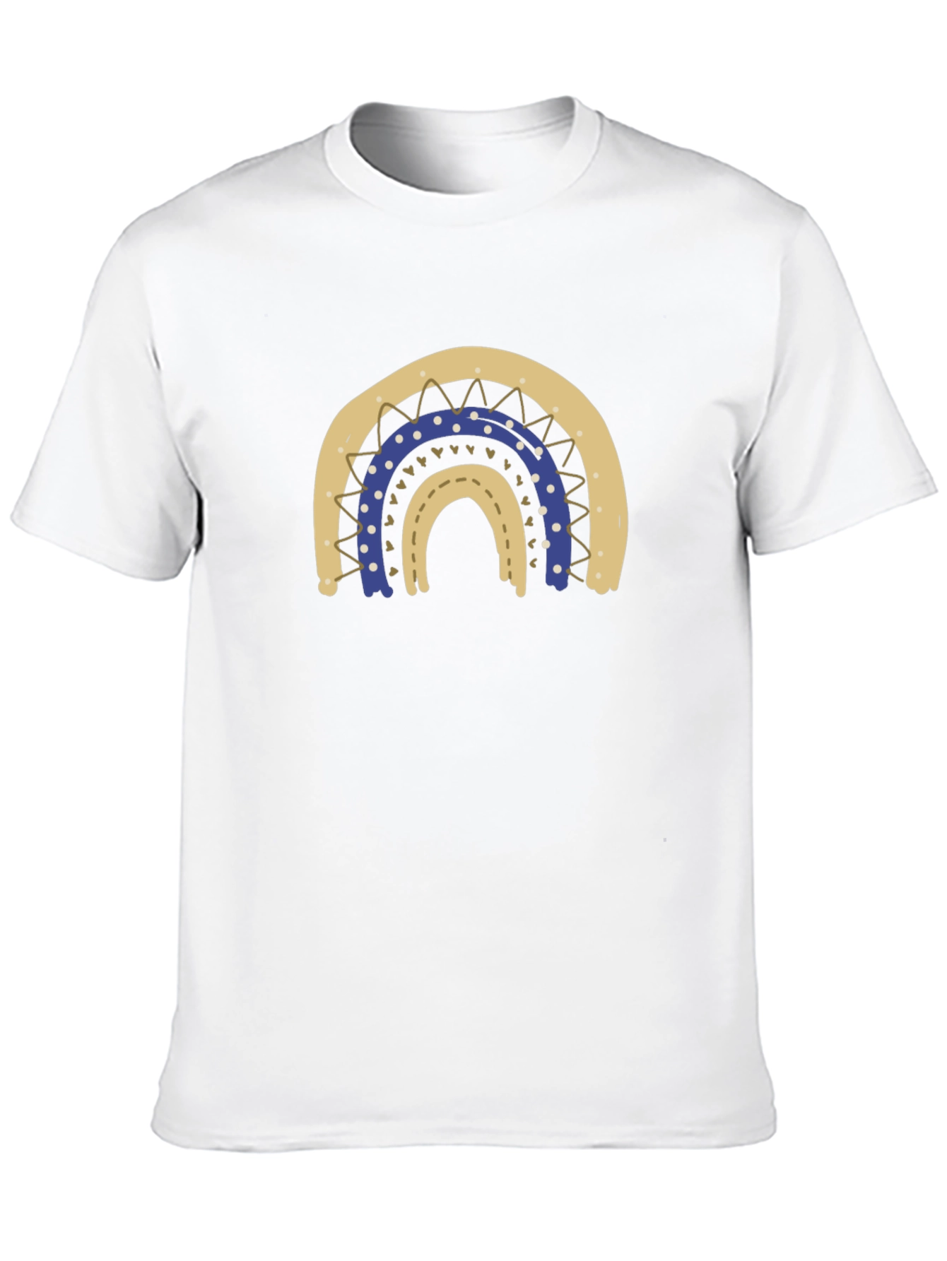 Stylish Black T-Shirt with Boho Rainbow Design