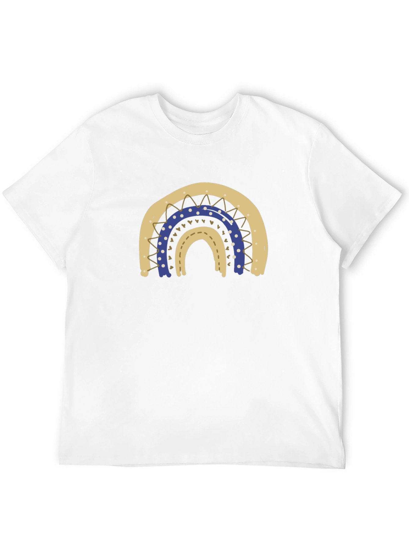 Stylish Black T-Shirt with Boho Rainbow Design