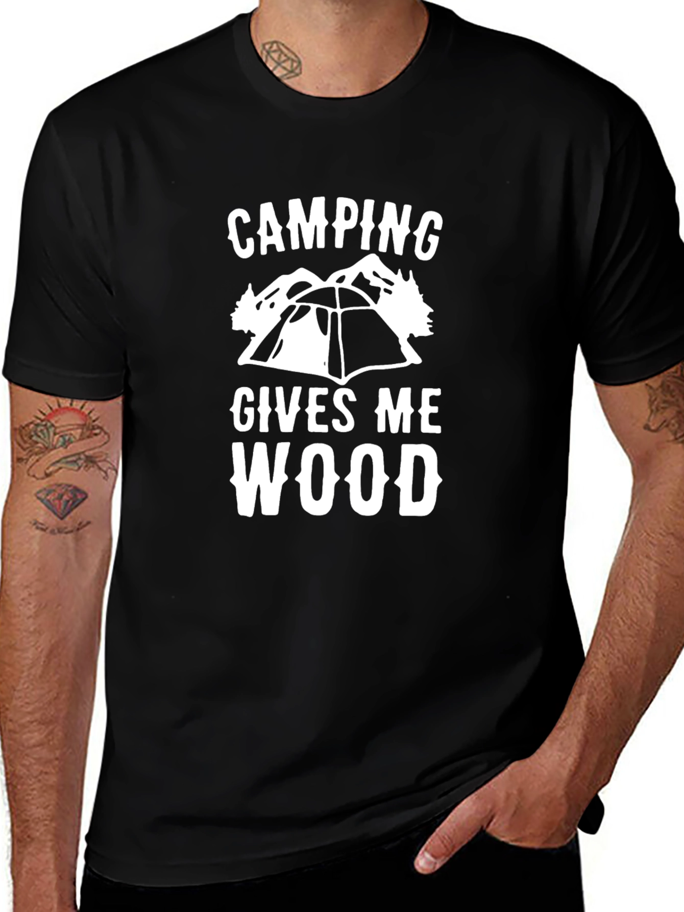 Camping Gives Me Wood Graphic Tee Shirt