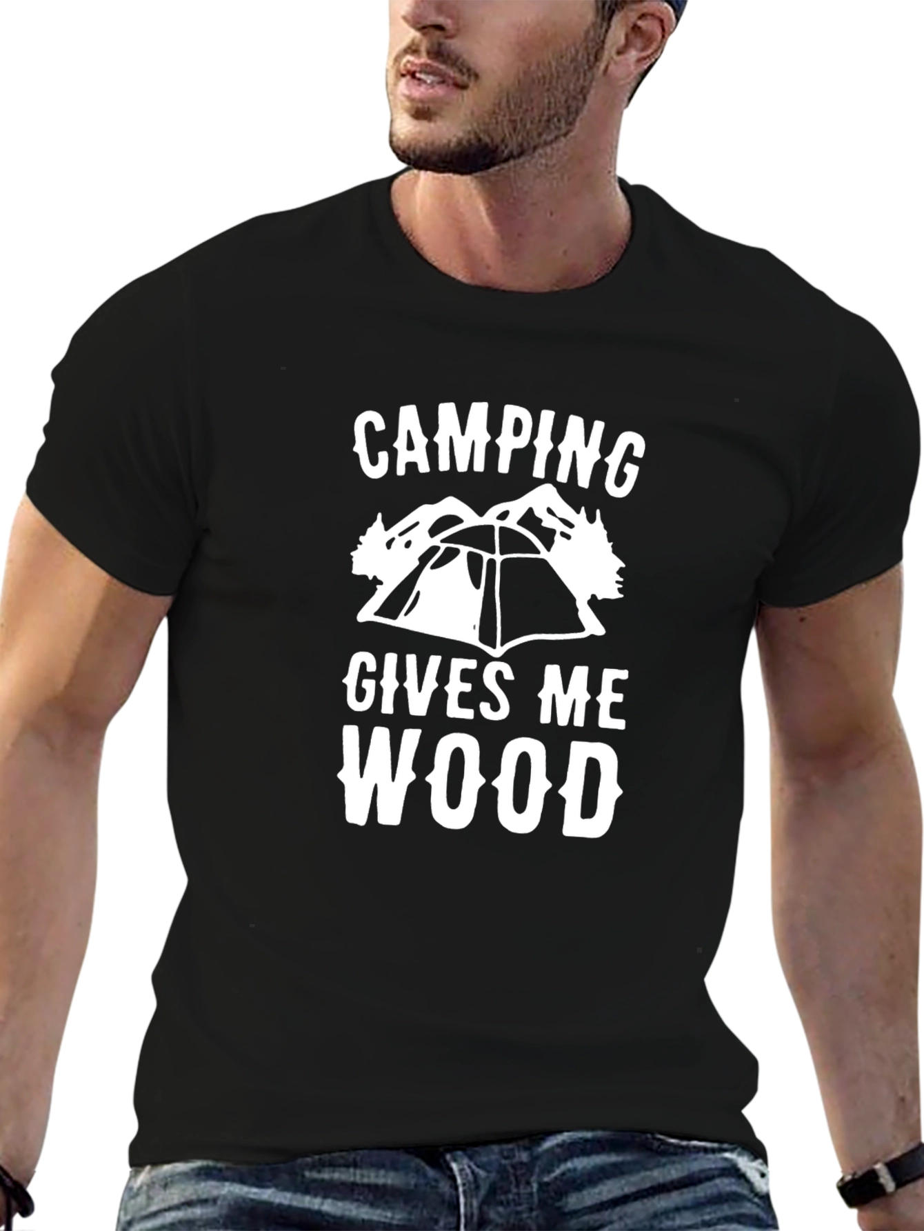 Camping Gives Me Wood Graphic Tee Shirt
