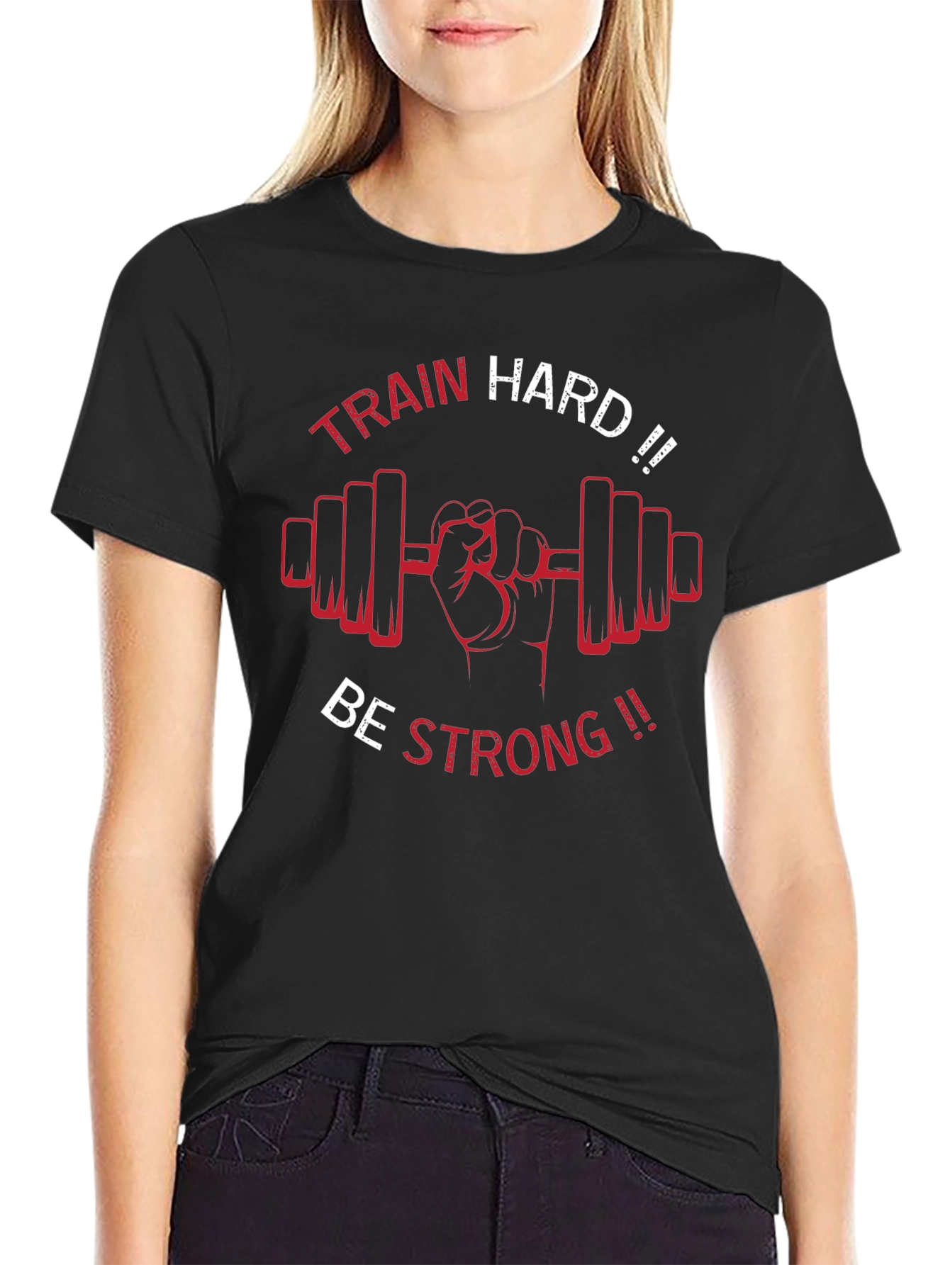 Train Hard Be Strong Black Graphic Tee