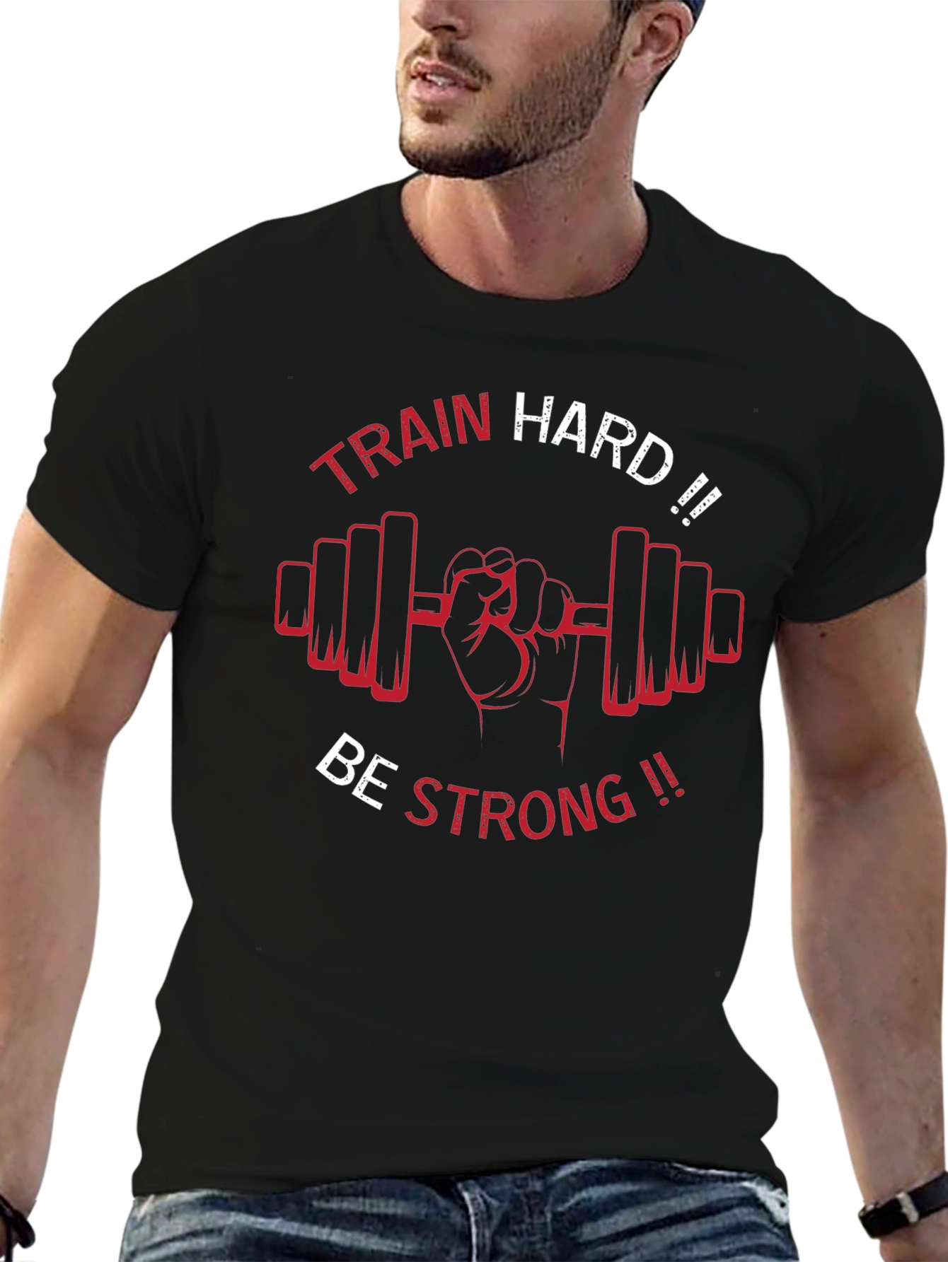 Train Hard Be Strong Black Graphic Tee